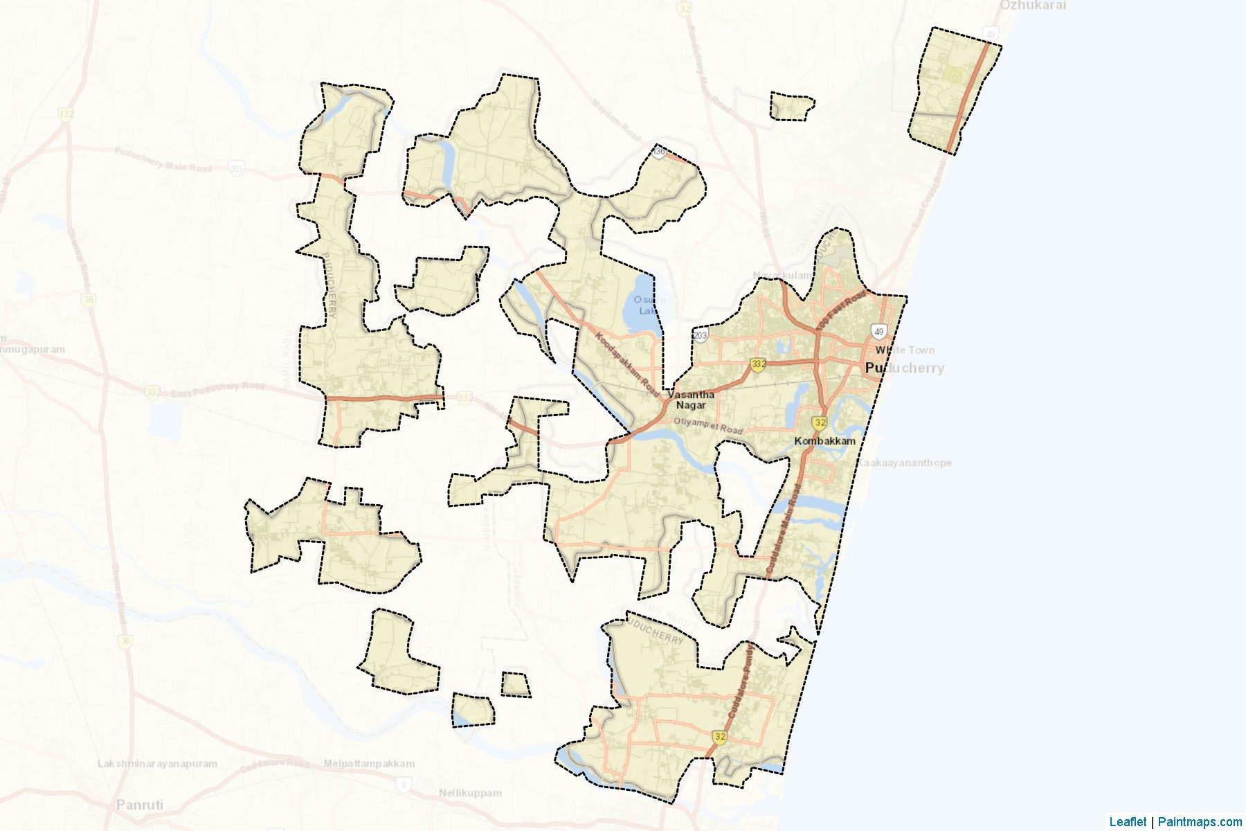 Muestras de recorte de mapas Puducherry (Puducherry)-2