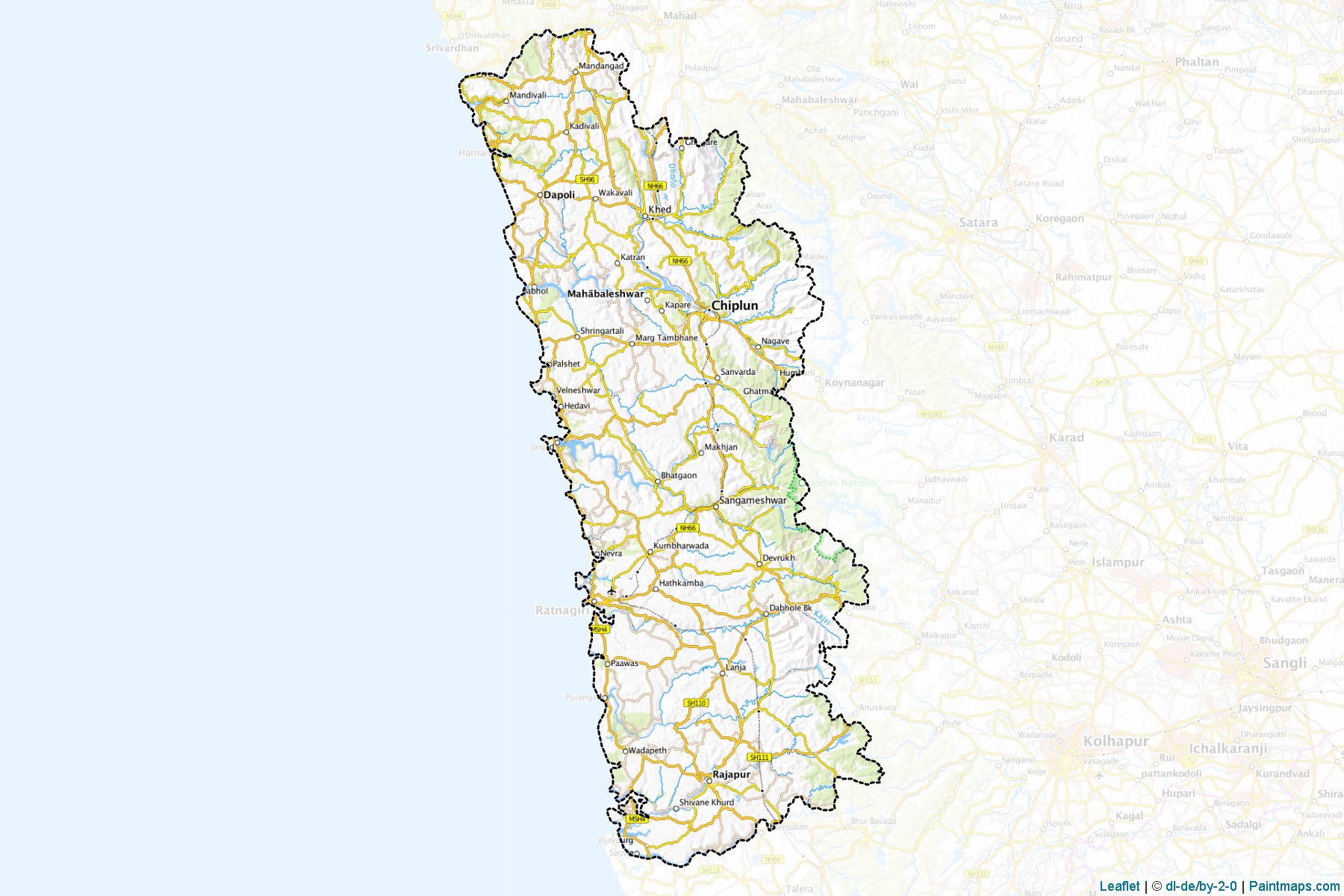 Muestras de recorte de mapas Ratnagiri (Maharashtra)-1