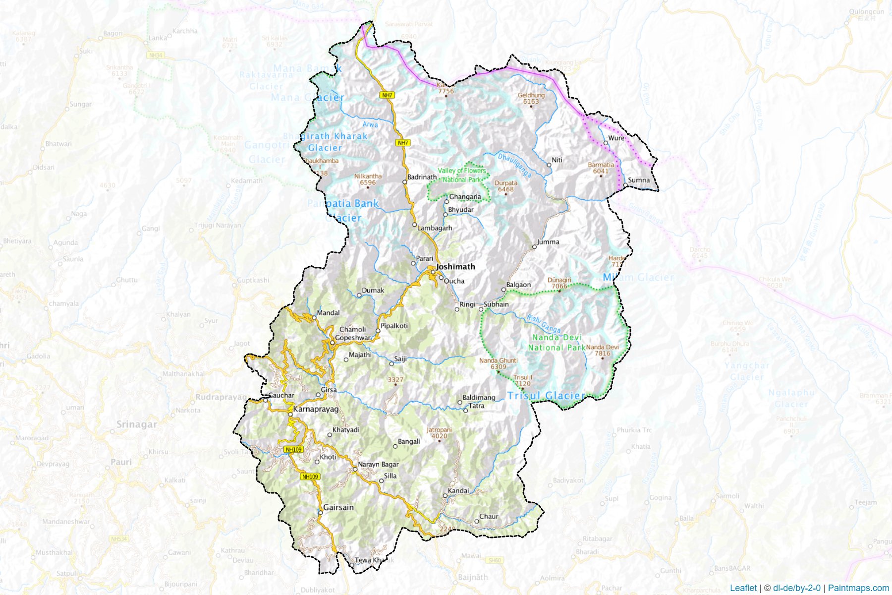 Muestras de recorte de mapas Chamoli (Uttarakhand)-1