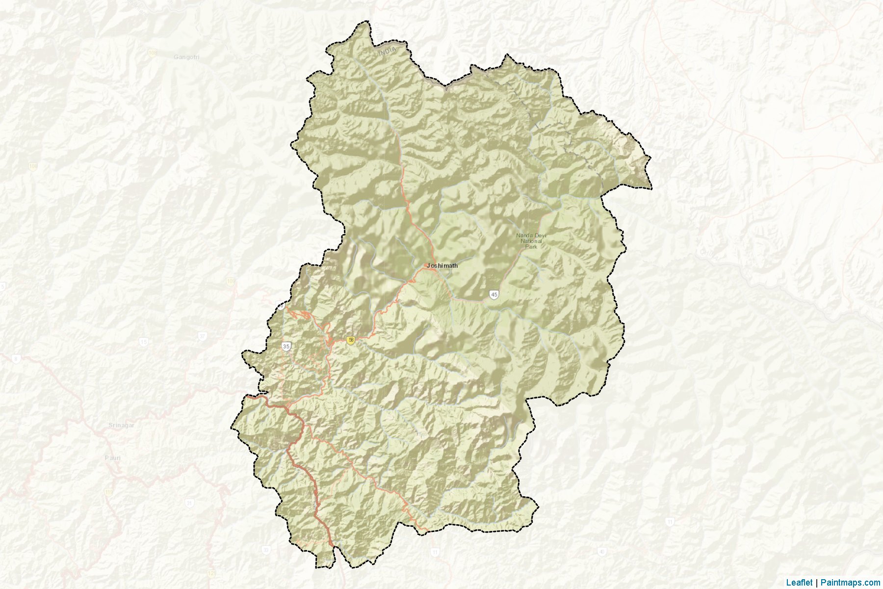 Muestras de recorte de mapas Chamoli (Uttarakhand)-2