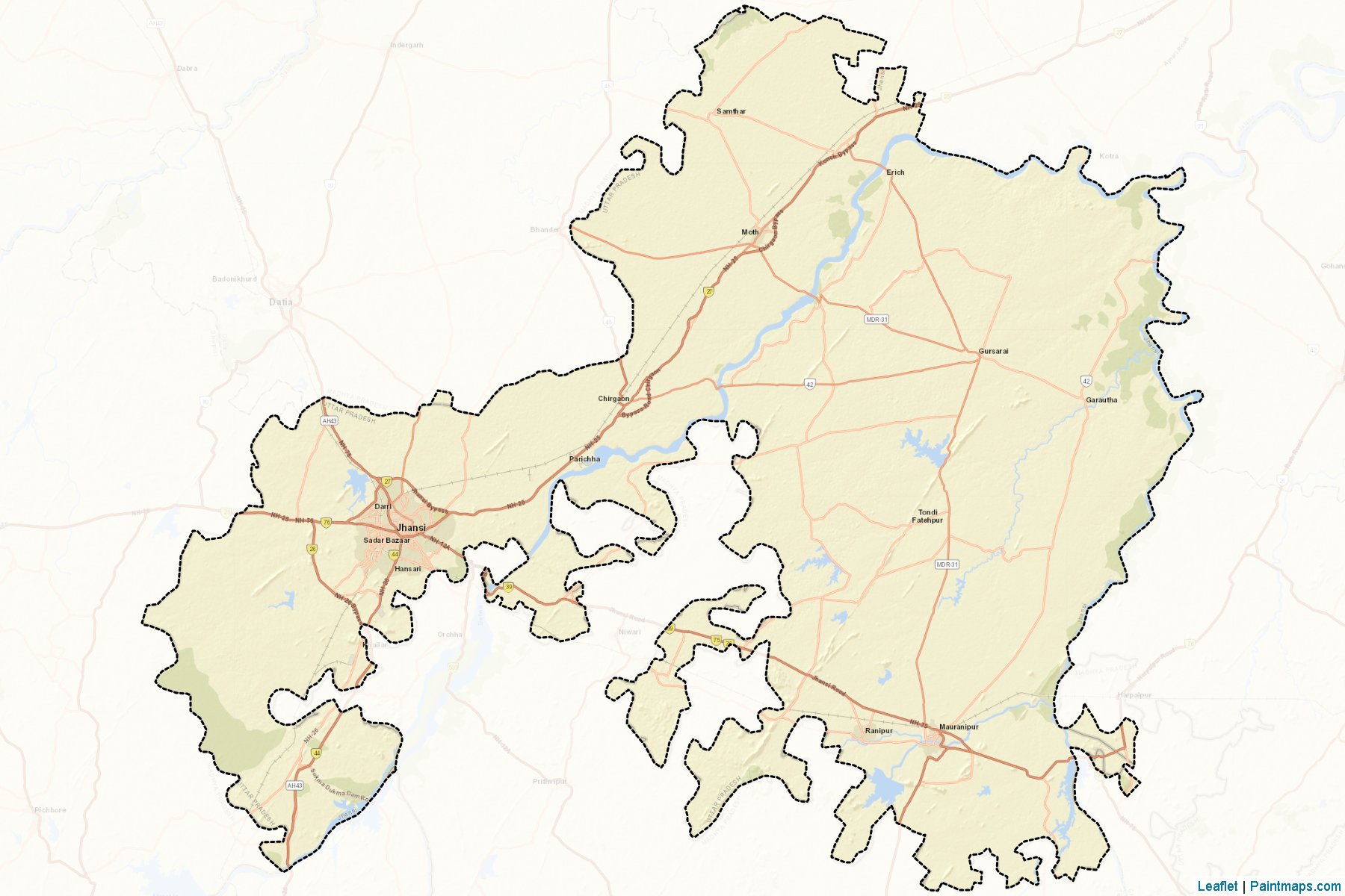 Jhansi (Uttar Pradesh) Map Cropping Samples-2