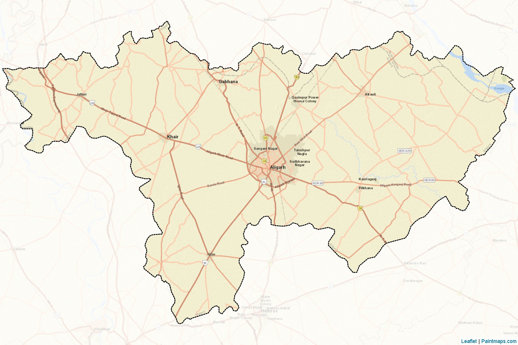 Aligarh (Uttar Pradesh) Map Cropping Samples-2