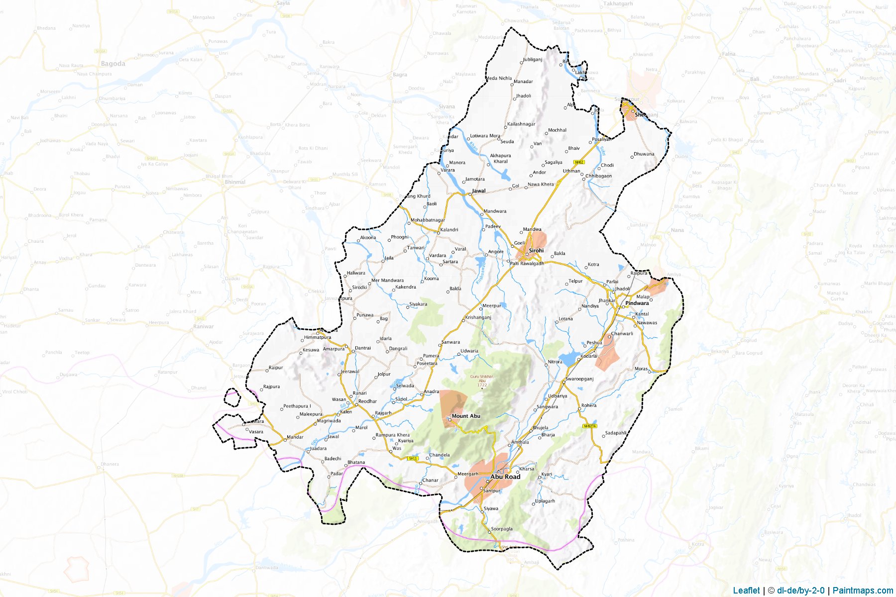 Muestras de recorte de mapas Sirohi (Rajasthan)-1