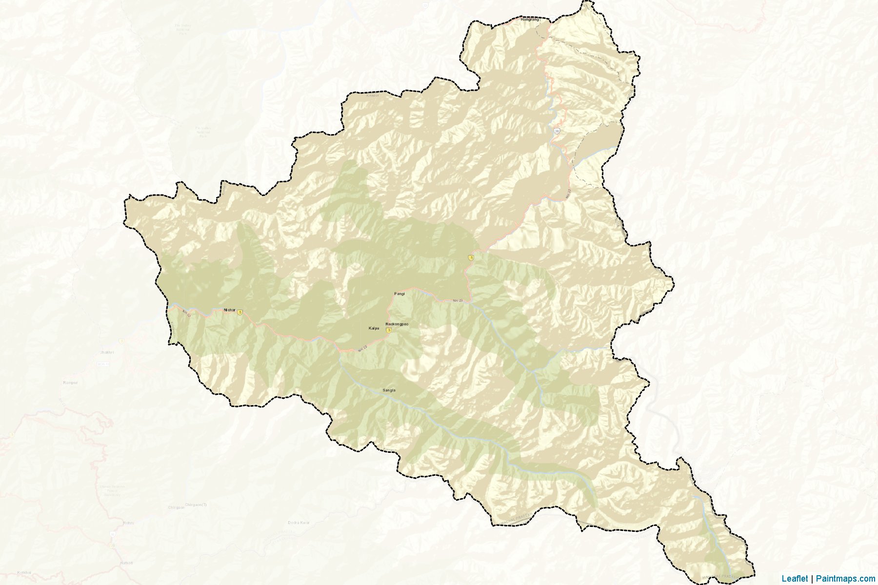 Muestras de recorte de mapas Kinnaur (Himachal Pradesh)-2