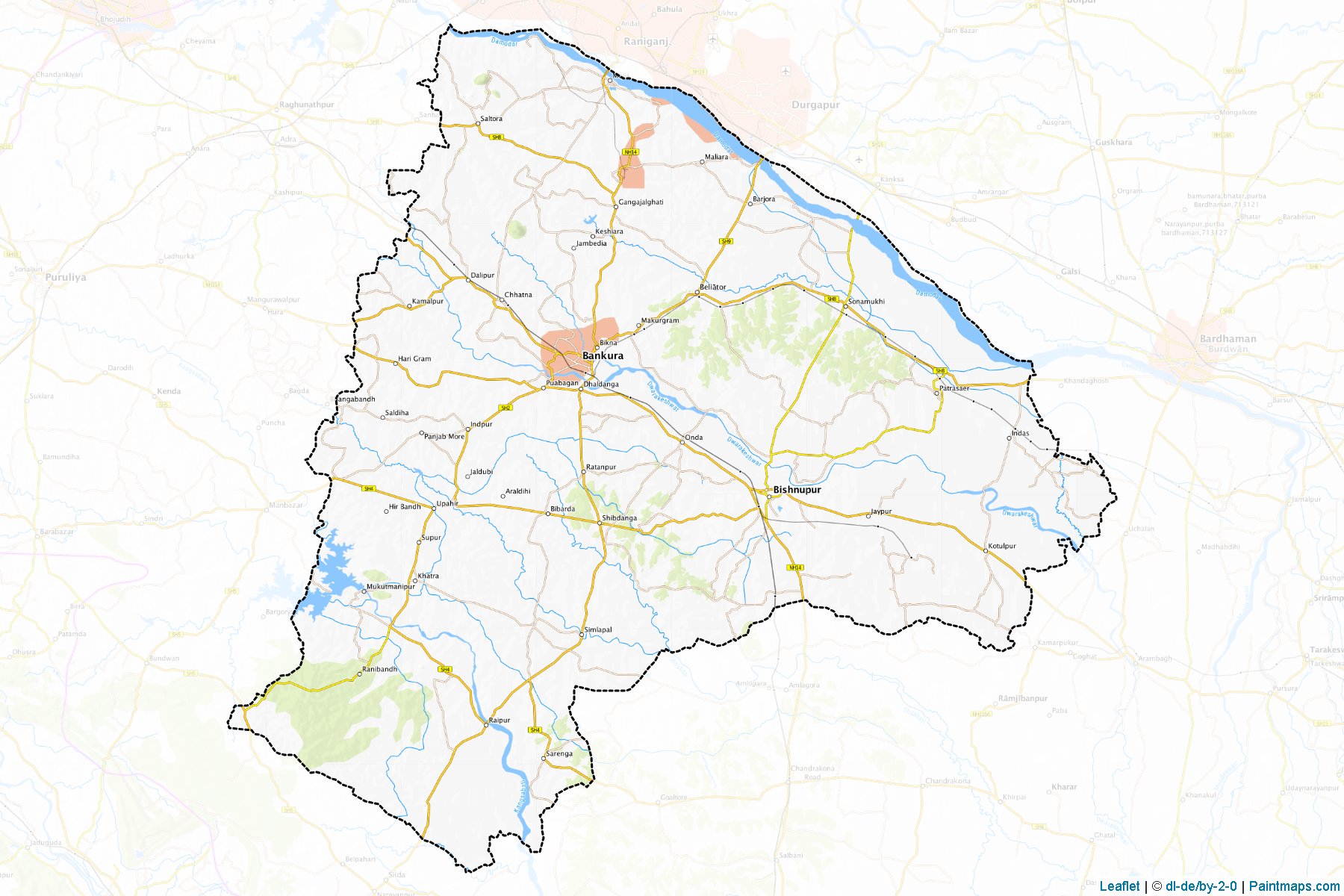 Muestras de recorte de mapas Bankura (West Bengal)-1