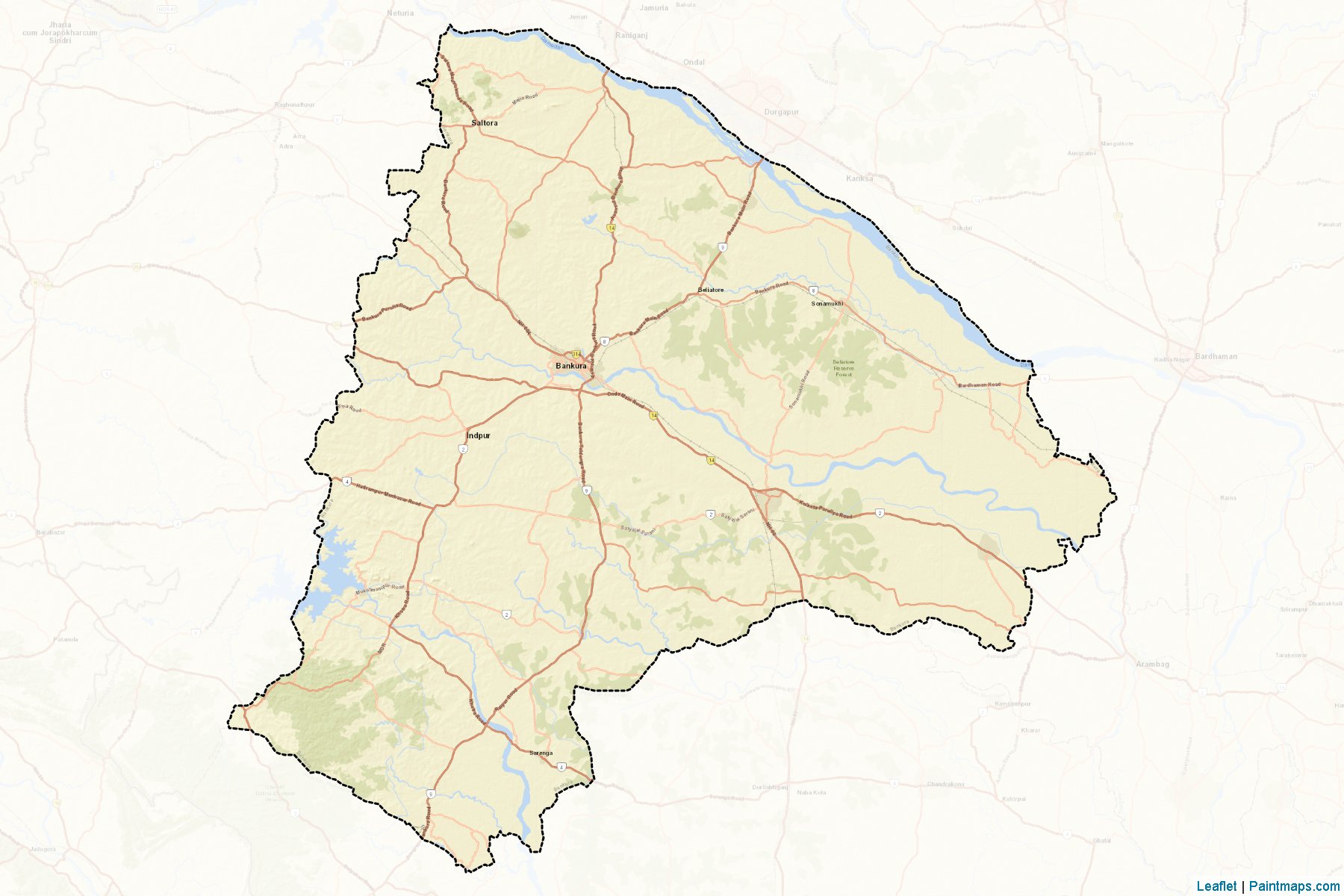 Muestras de recorte de mapas Bankura (West Bengal)-2