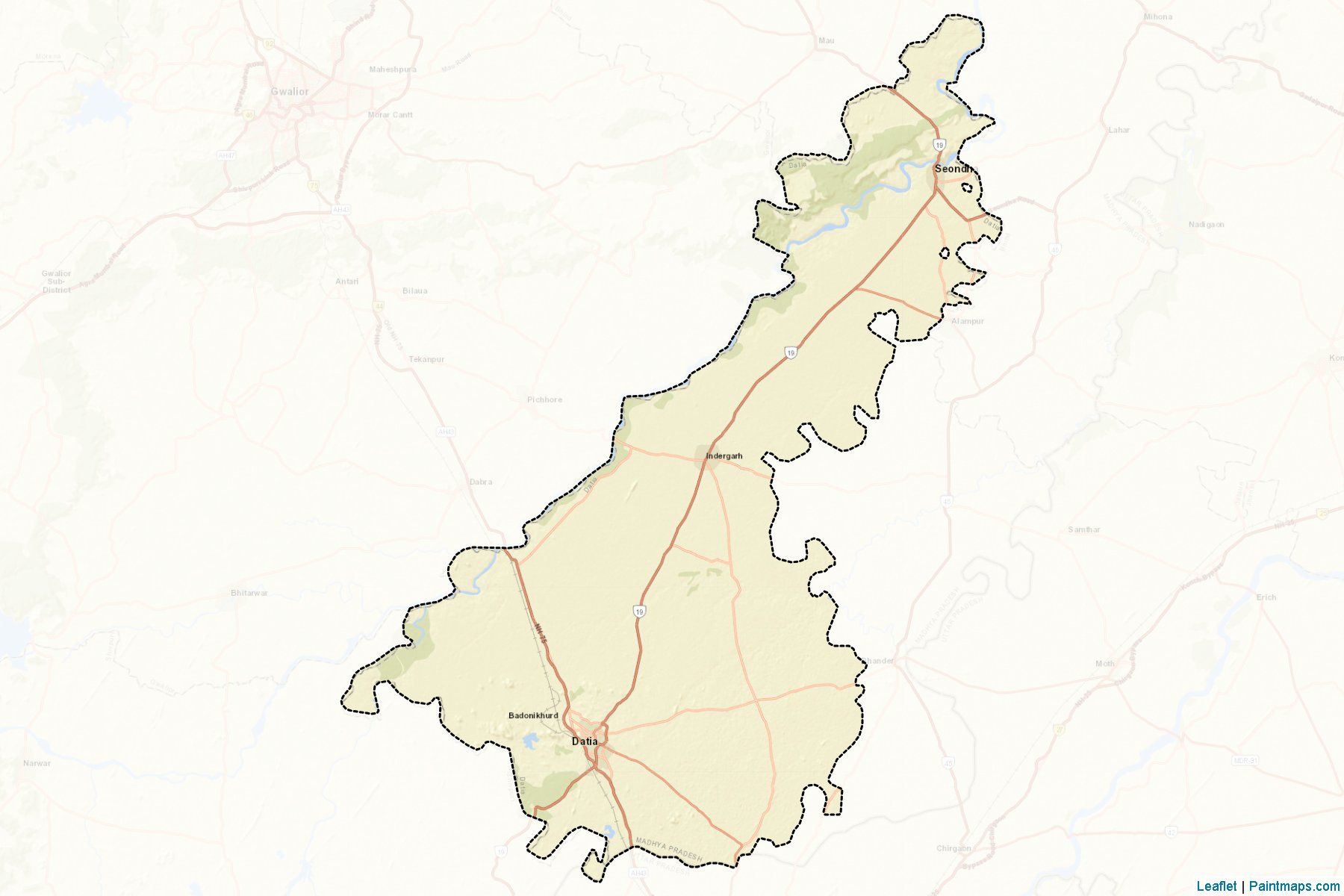 Muestras de recorte de mapas Datia (Madhya Pradesh)-2