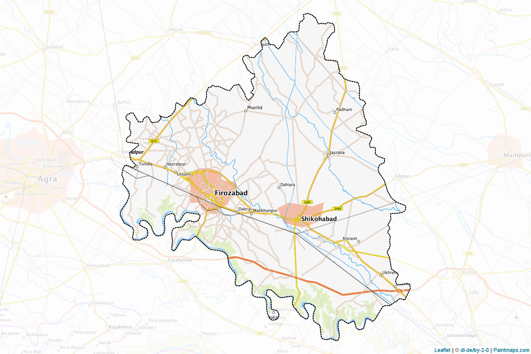 Muestras de recorte de mapas Firozabad (Uttar Pradesh)-1