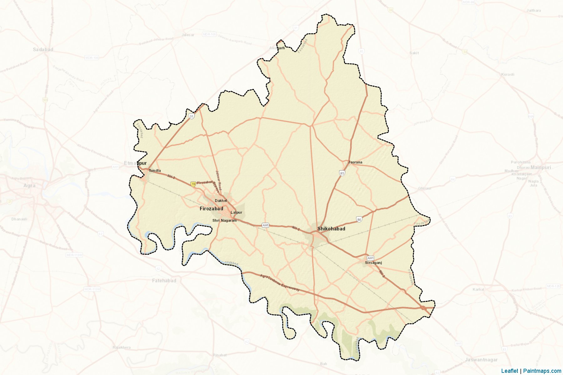 Muestras de recorte de mapas Firozabad (Uttar Pradesh)-2