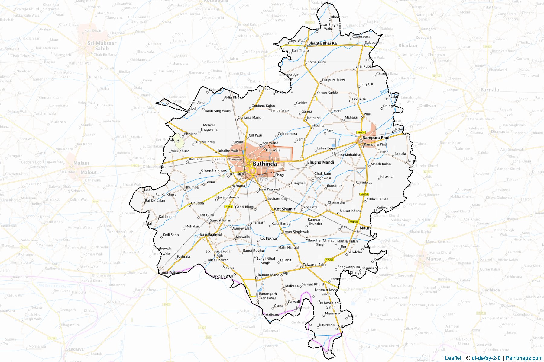 Muestras de recorte de mapas Bathinda (Punjab)-1