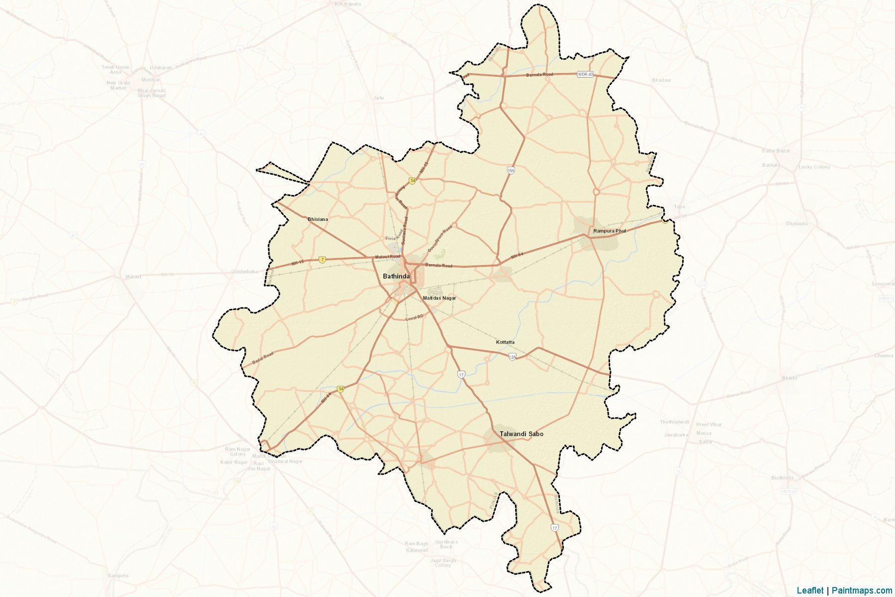 Muestras de recorte de mapas Bathinda (Punjab)-2