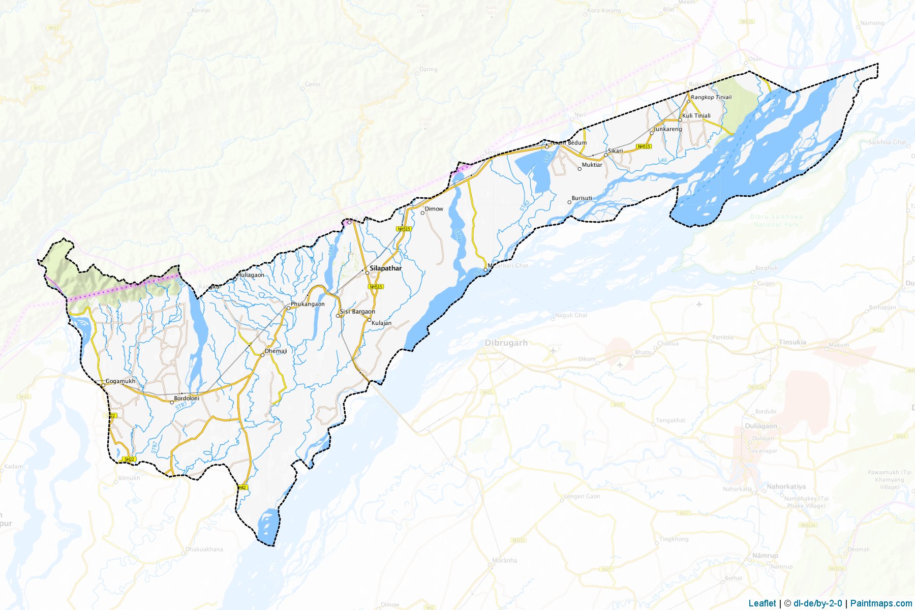 Muestras de recorte de mapas Dhemaji (Assam)-1