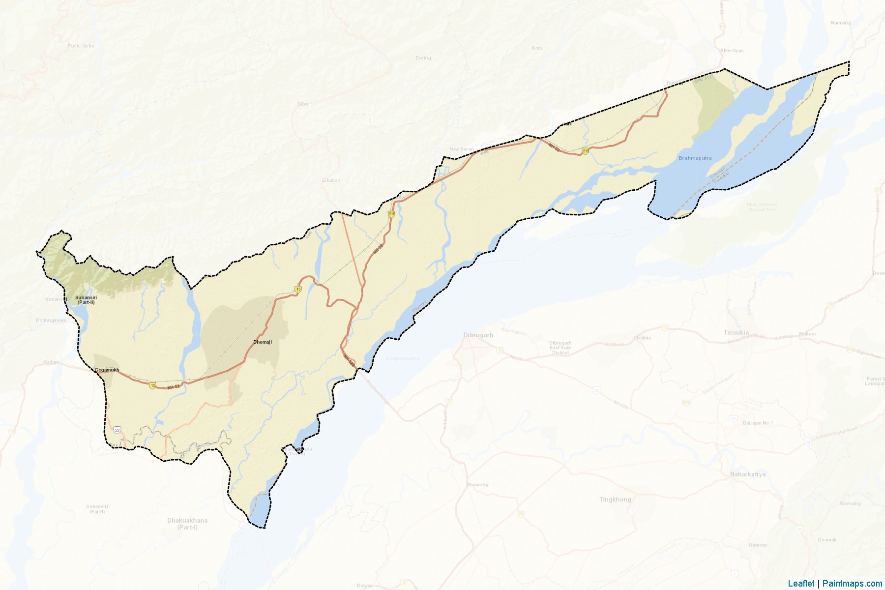 Muestras de recorte de mapas Dhemaji (Assam)-2