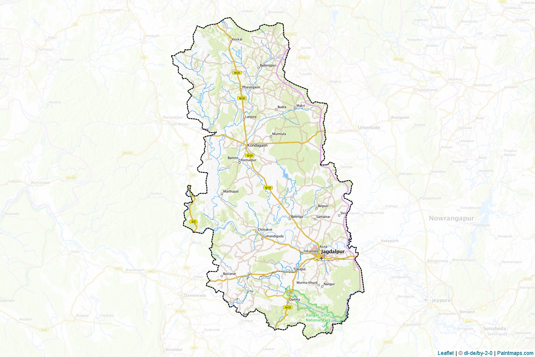 Muestras de recorte de mapas Bastar (Chhattisgarh)-1