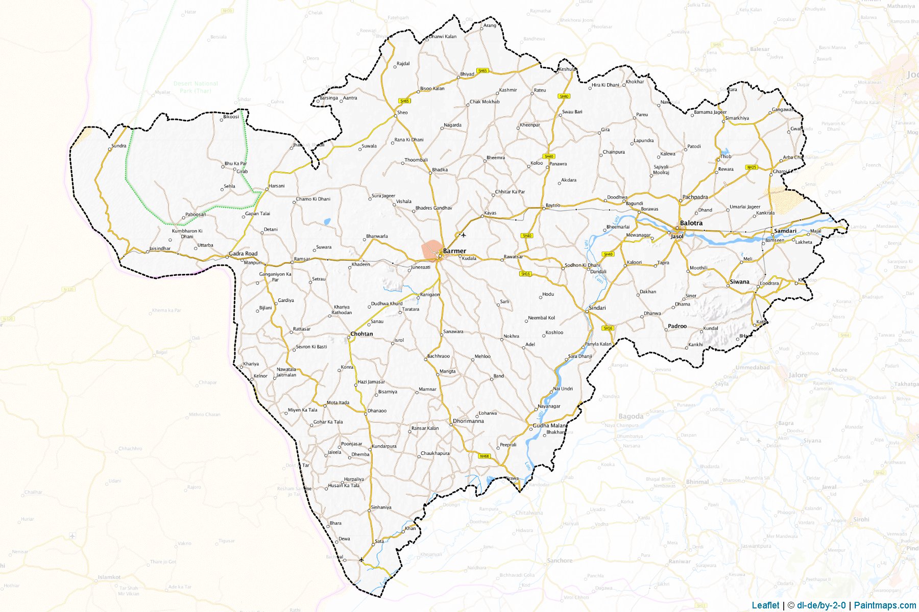 Muestras de recorte de mapas Barmer (Rajasthan)-1