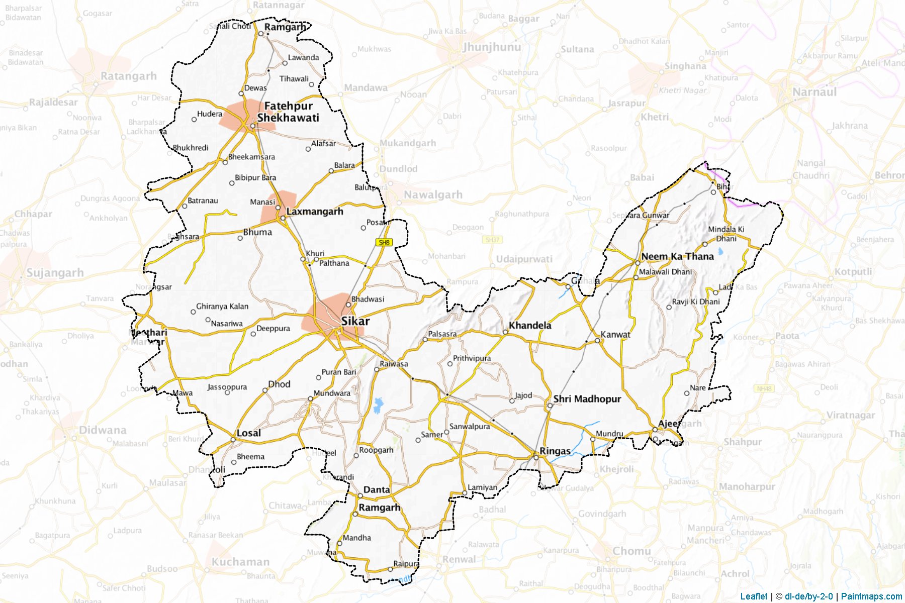 Muestras de recorte de mapas Sikar (Rajasthan)-1