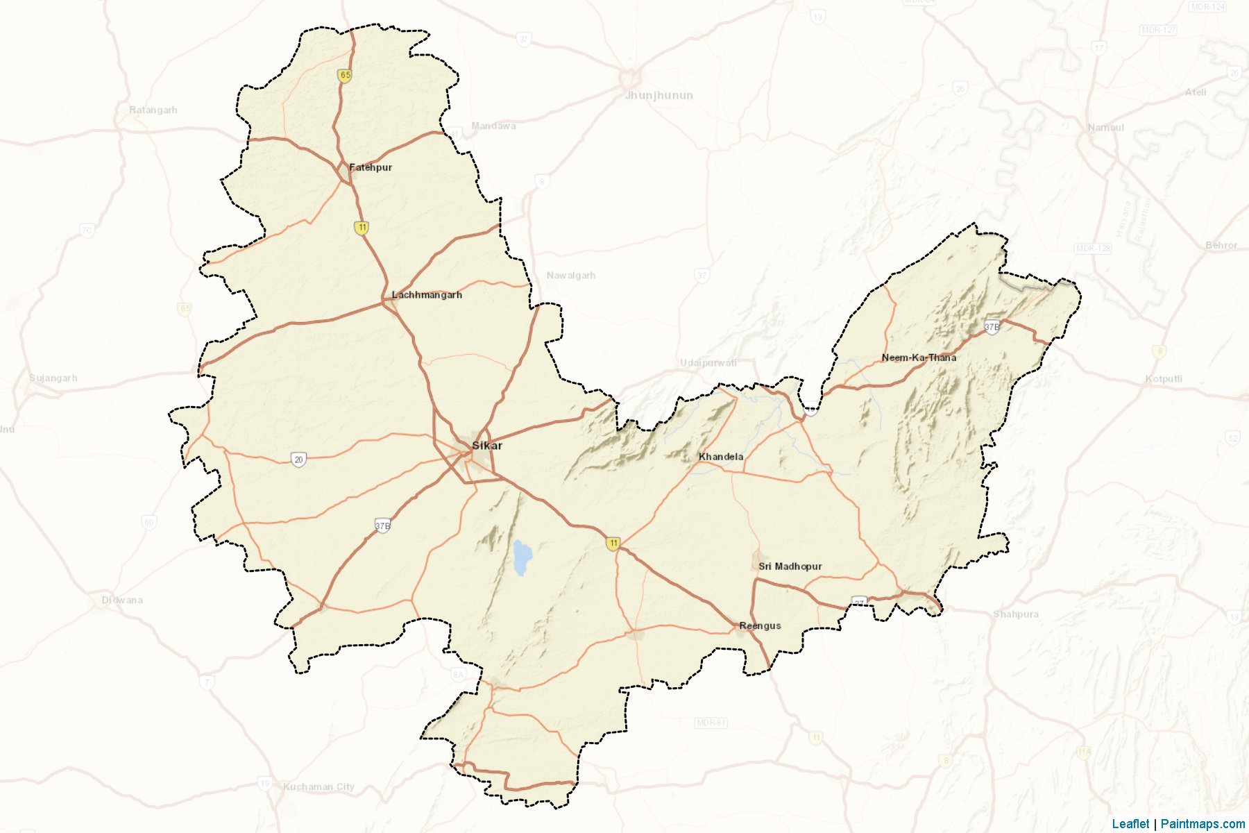 Muestras de recorte de mapas Sikar (Rajasthan)-2