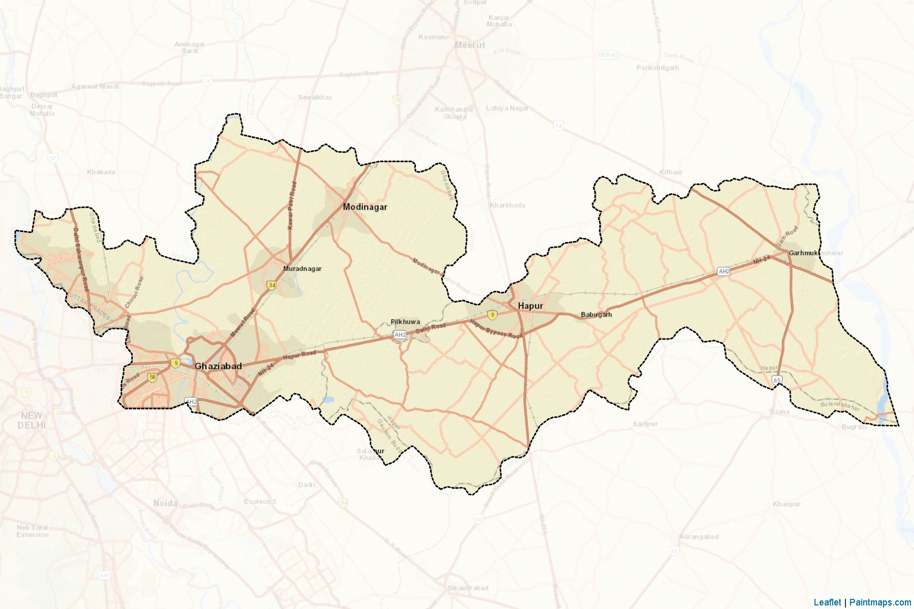 Muestras de recorte de mapas Ghaziabad (Uttar Pradesh)-2