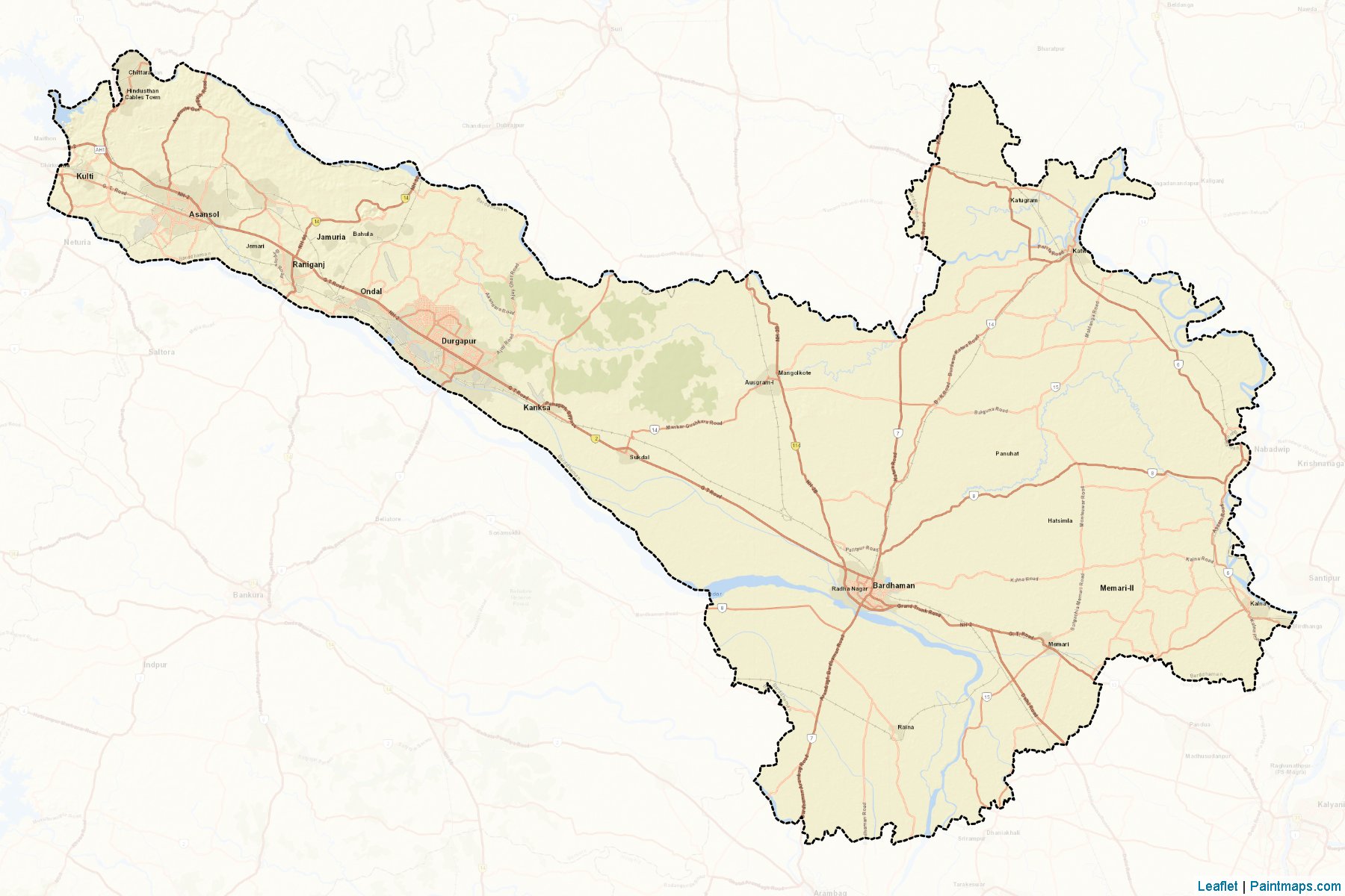 Muestras de recorte de mapas Barddhaman (West Bengal)-2