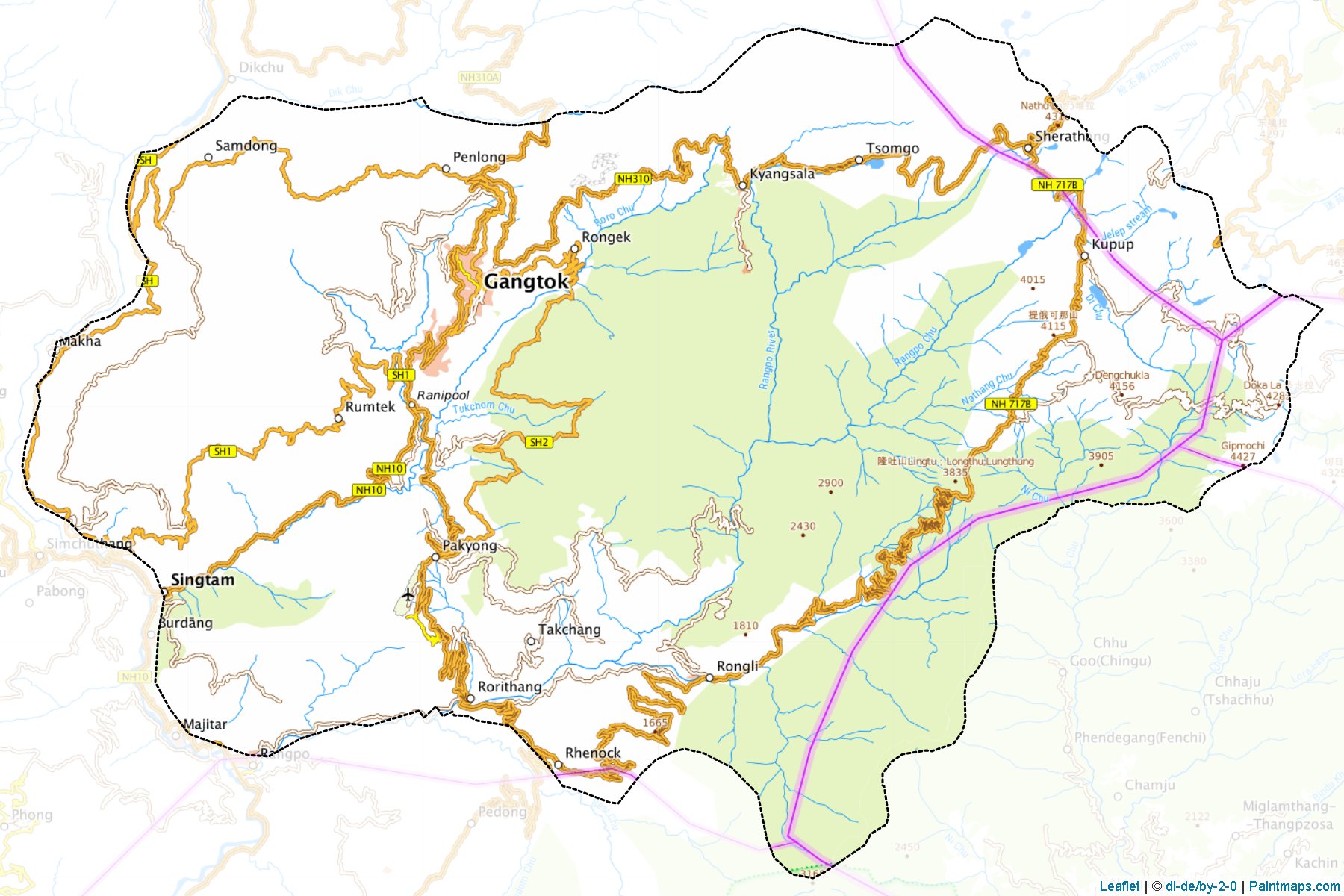 Muestras de recorte de mapas East (Sikkim)-1