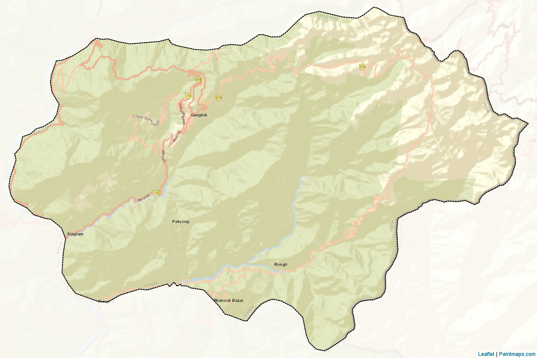 Muestras de recorte de mapas East (Sikkim)-2