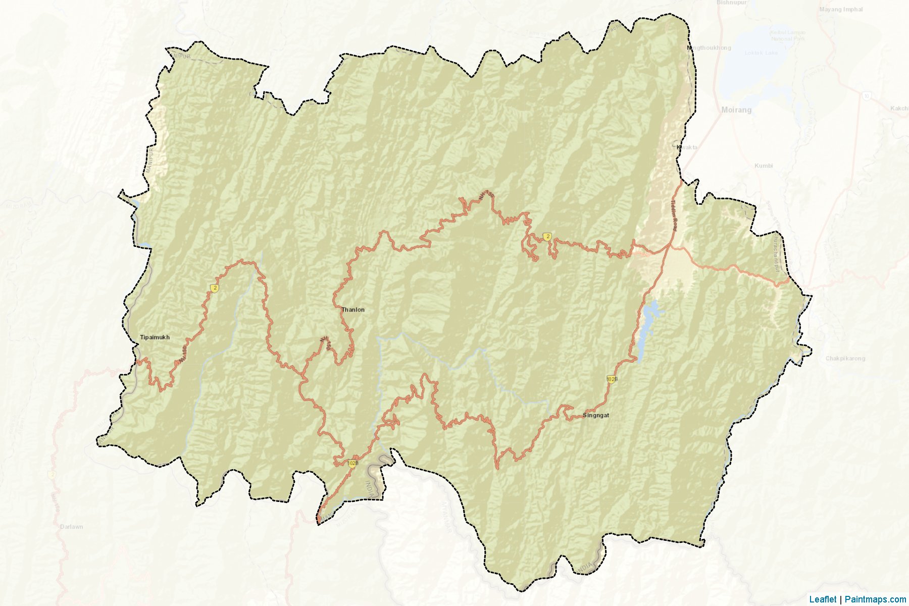 Muestras de recorte de mapas Churachandpur (Manipur)-2