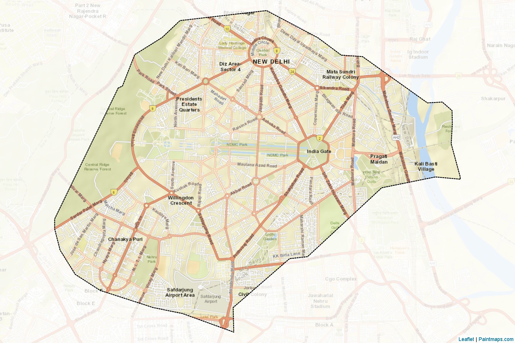 New Delhi (Delhi) Map Cropping Samples-2