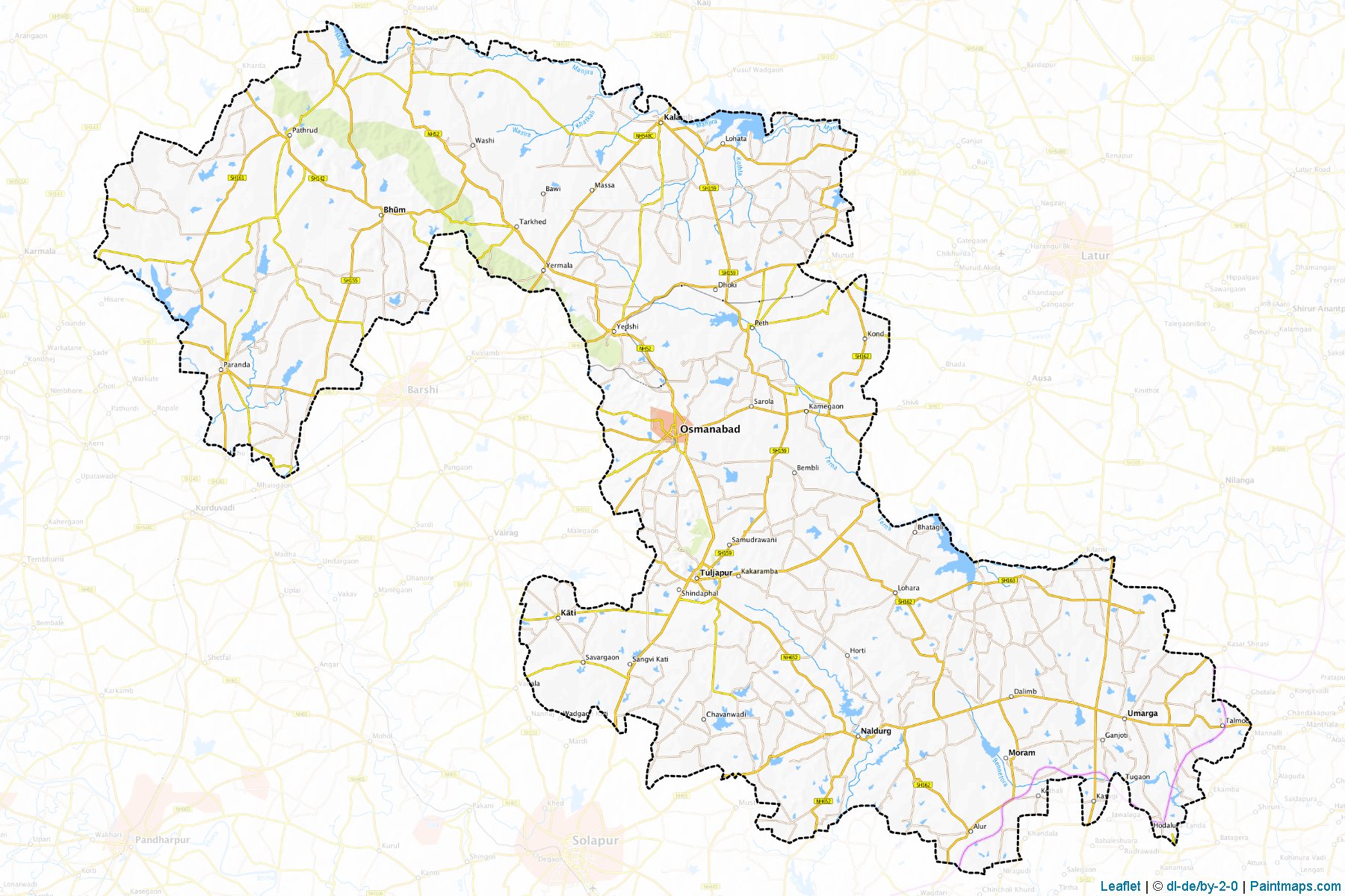 Muestras de recorte de mapas Osmanabad (Maharashtra)-1