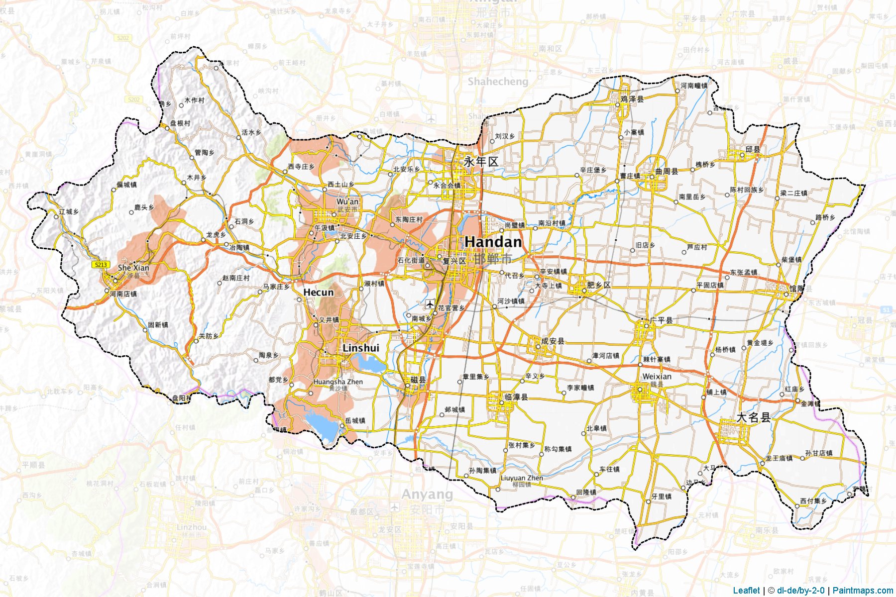 Muestras de recorte de mapas Handan (Hebei)-1