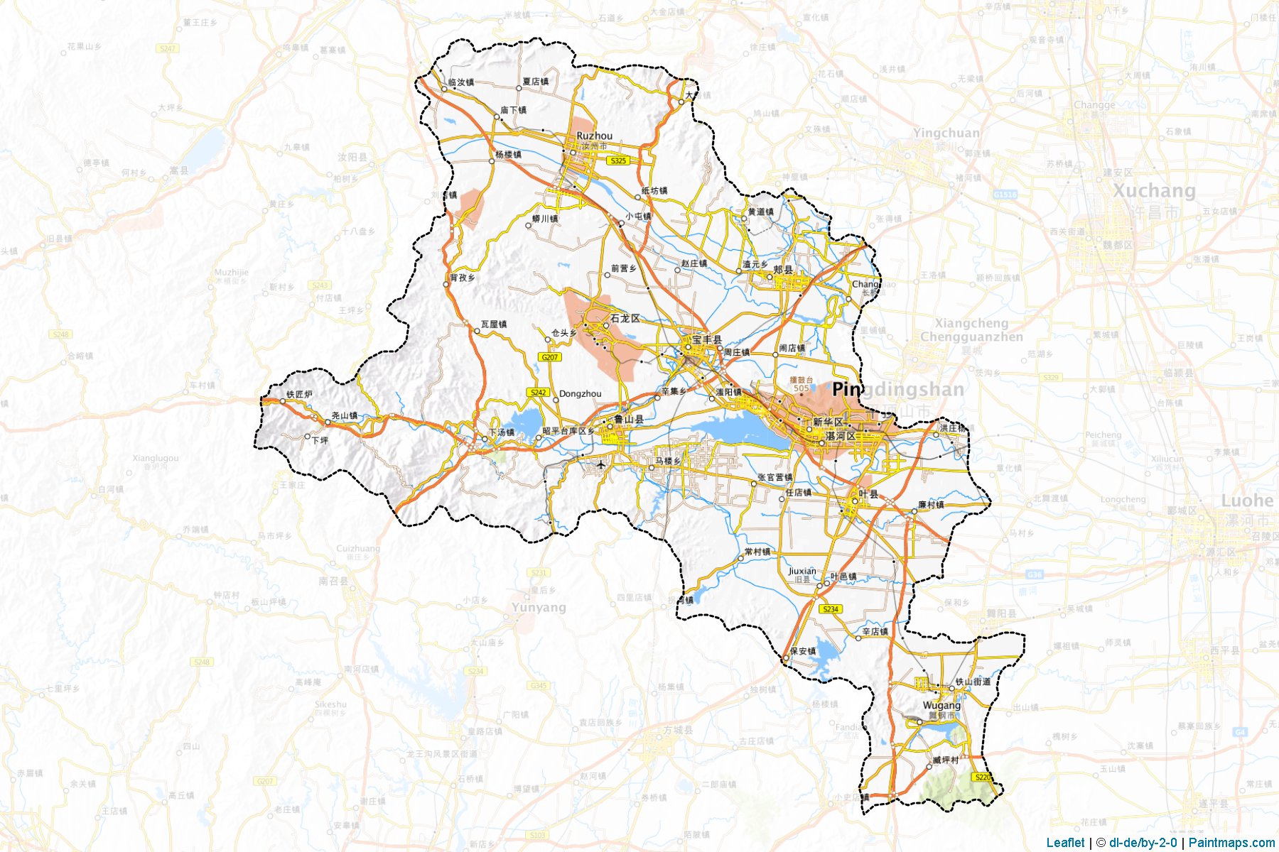 Muestras de recorte de mapas Pingdingshan (Henan)-1