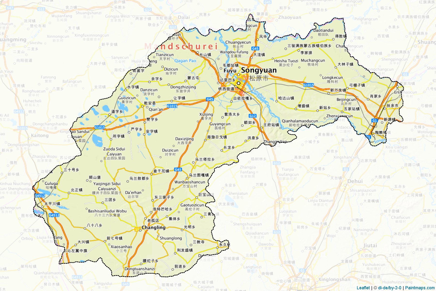 Muestras de recorte de mapas Songyuan (Jilin)-1