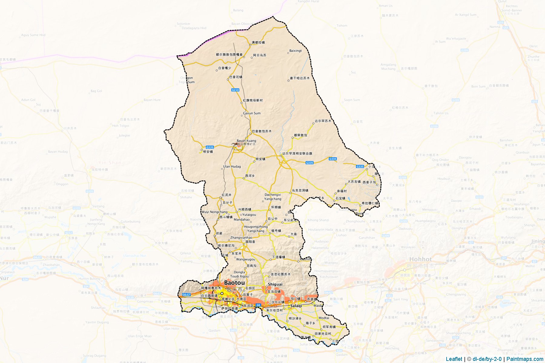 Muestras de recorte de mapas Baotou (Inner Mongolia)-1