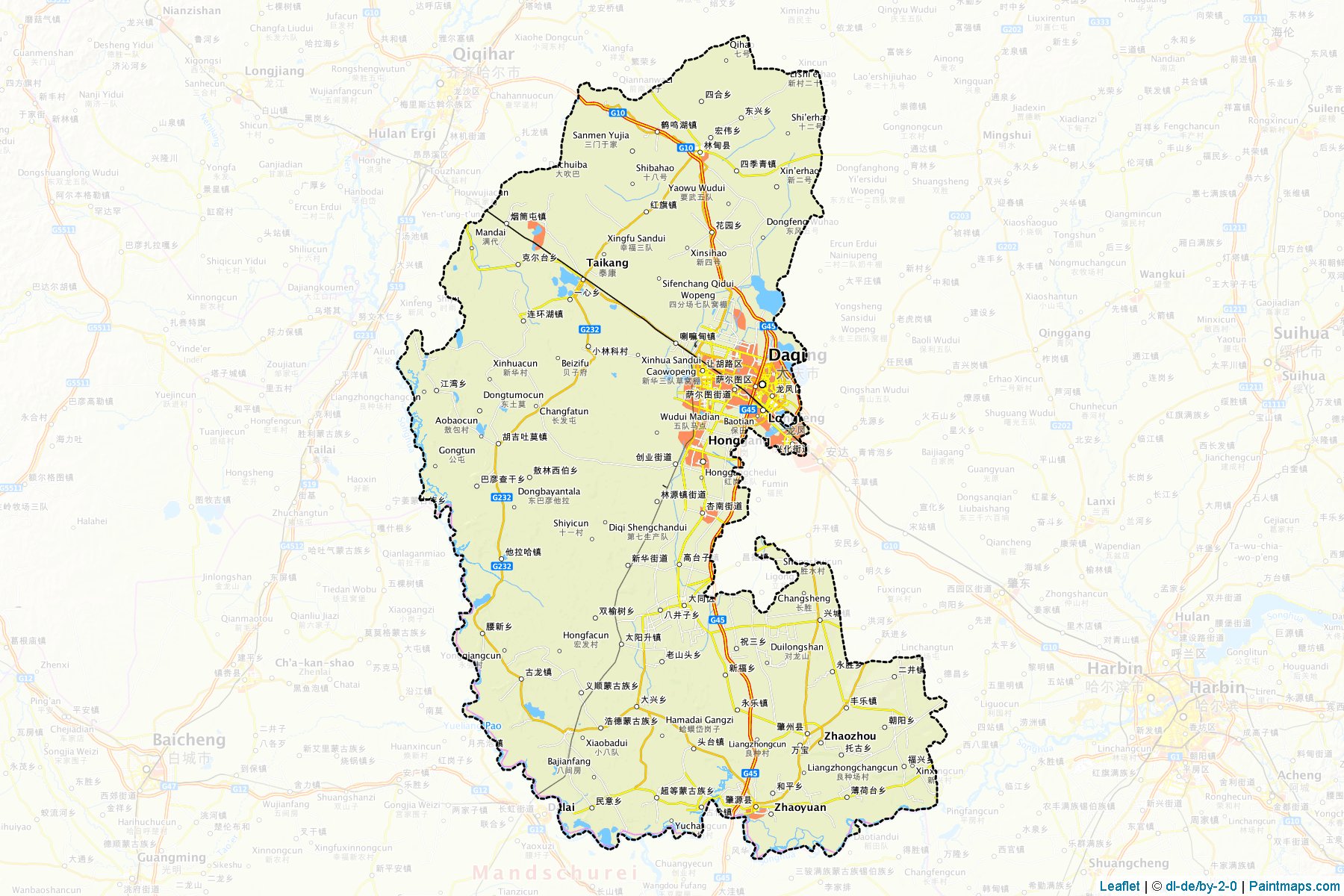 Daqing (Heilongjiang) Map Cropping Samples-1