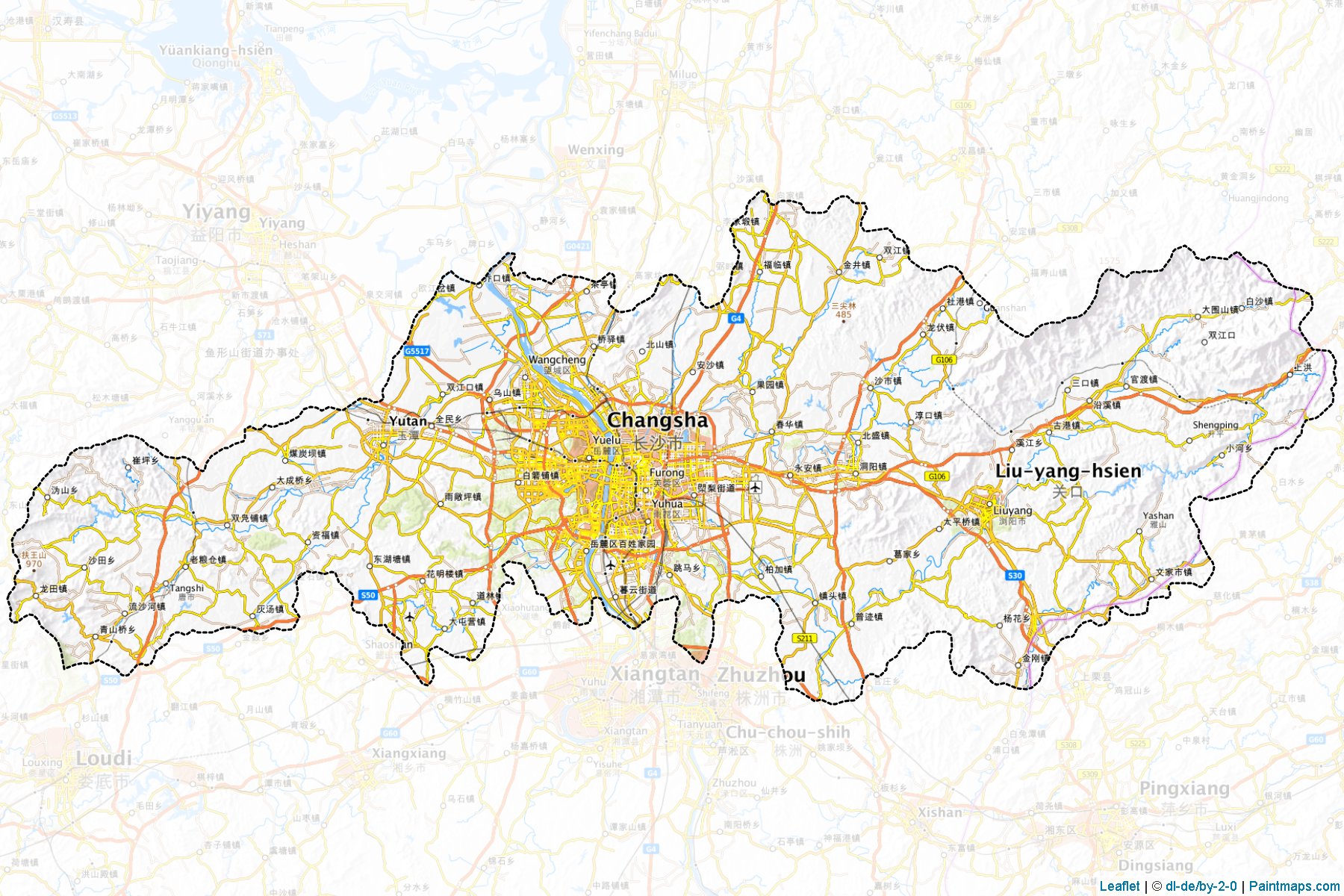 Muestras de recorte de mapas Changsha (Hunan)-1