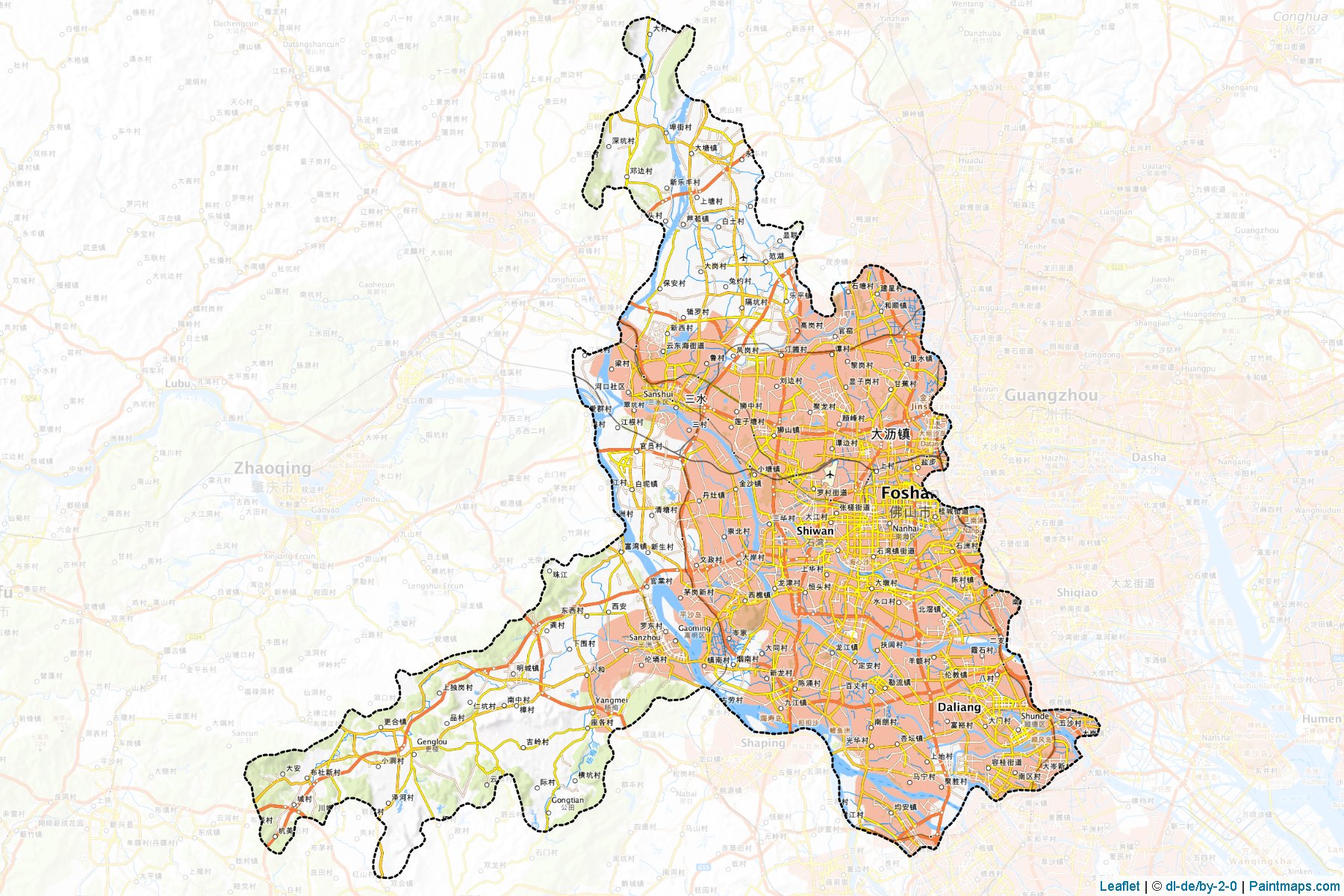 Muestras de recorte de mapas Foshan (Guangdong)-1