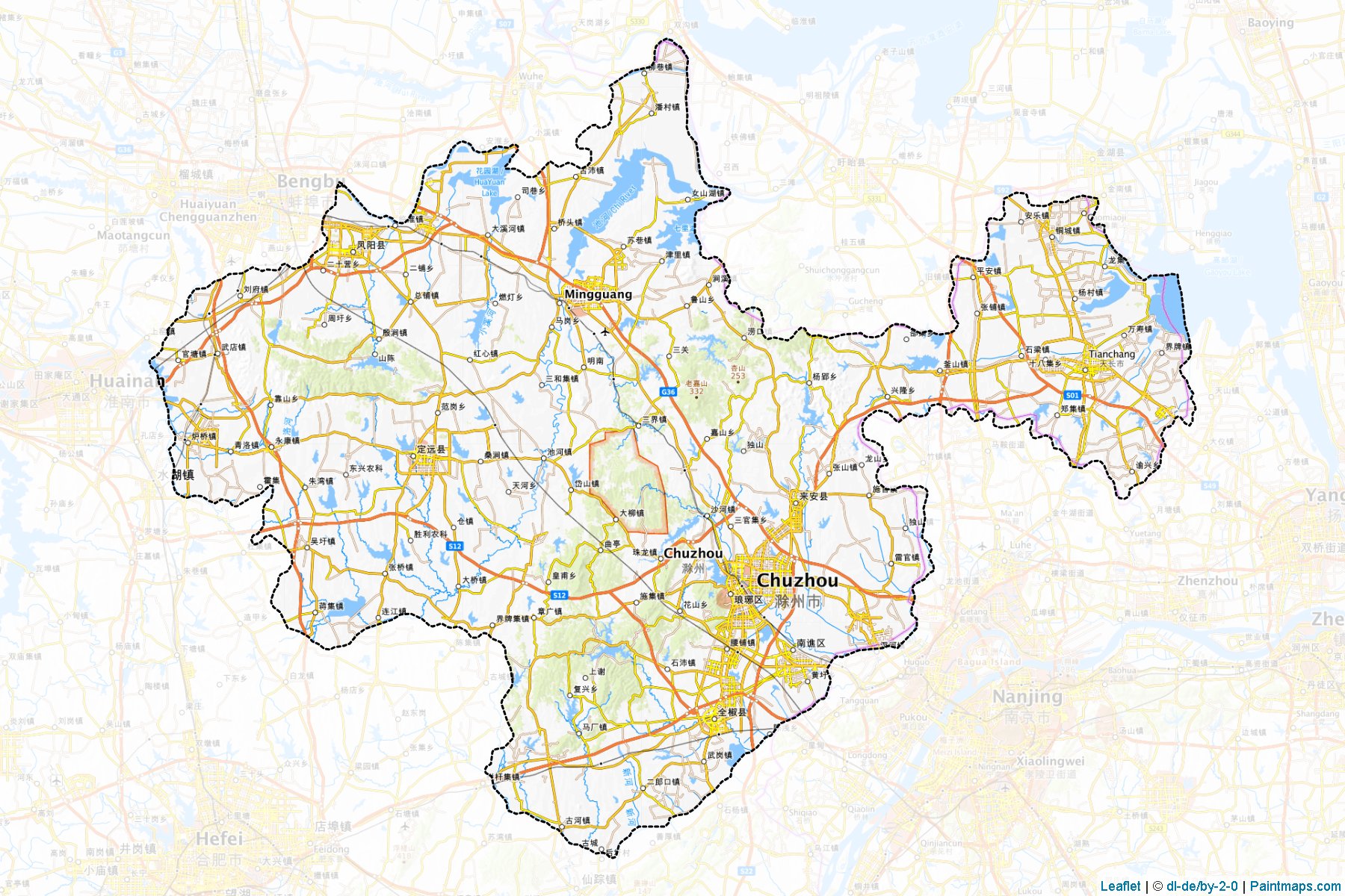 Muestras de recorte de mapas Chuzhou (Anhui)-1