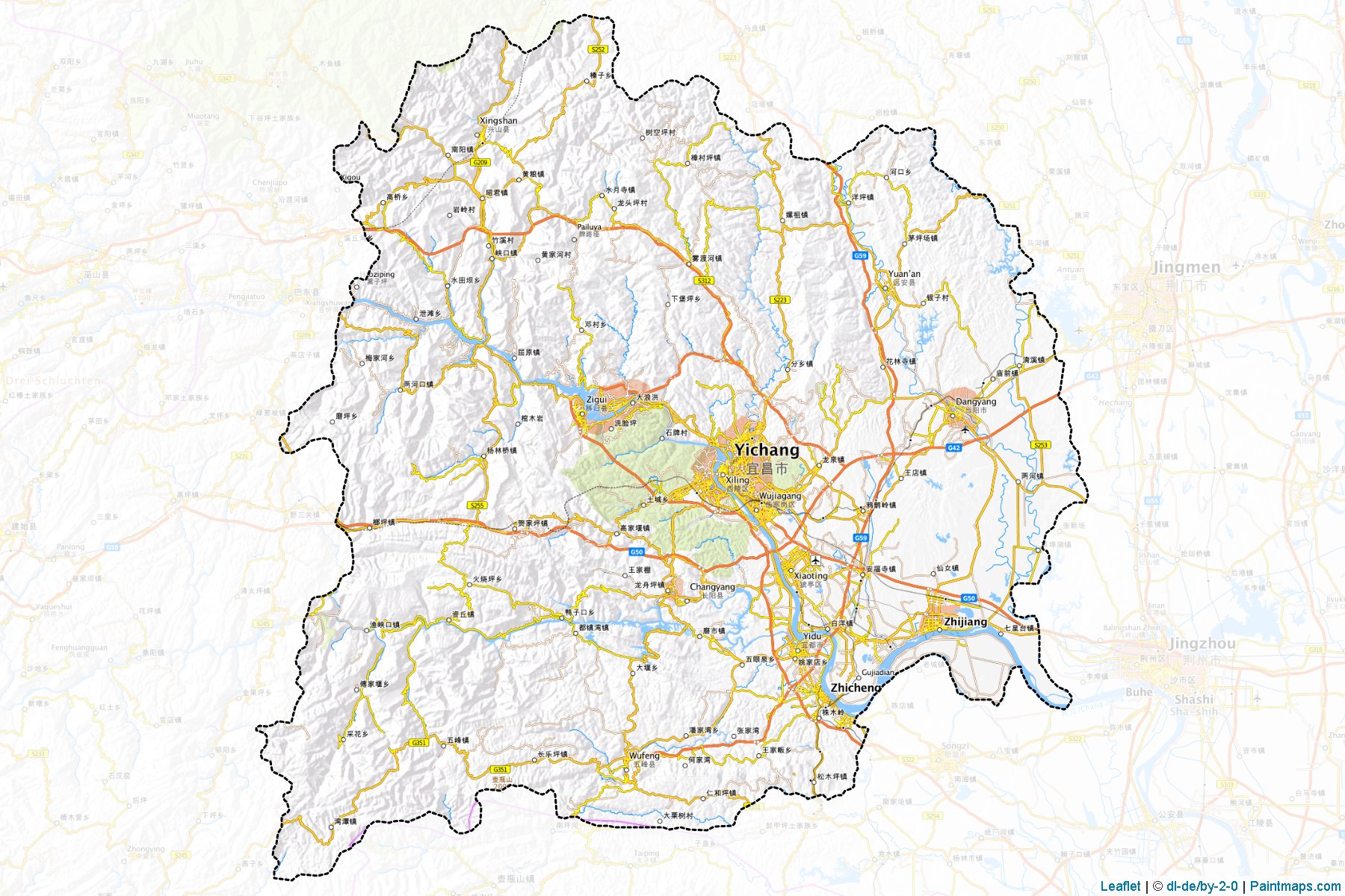 Muestras de recorte de mapas Yichang (Hubei)-1