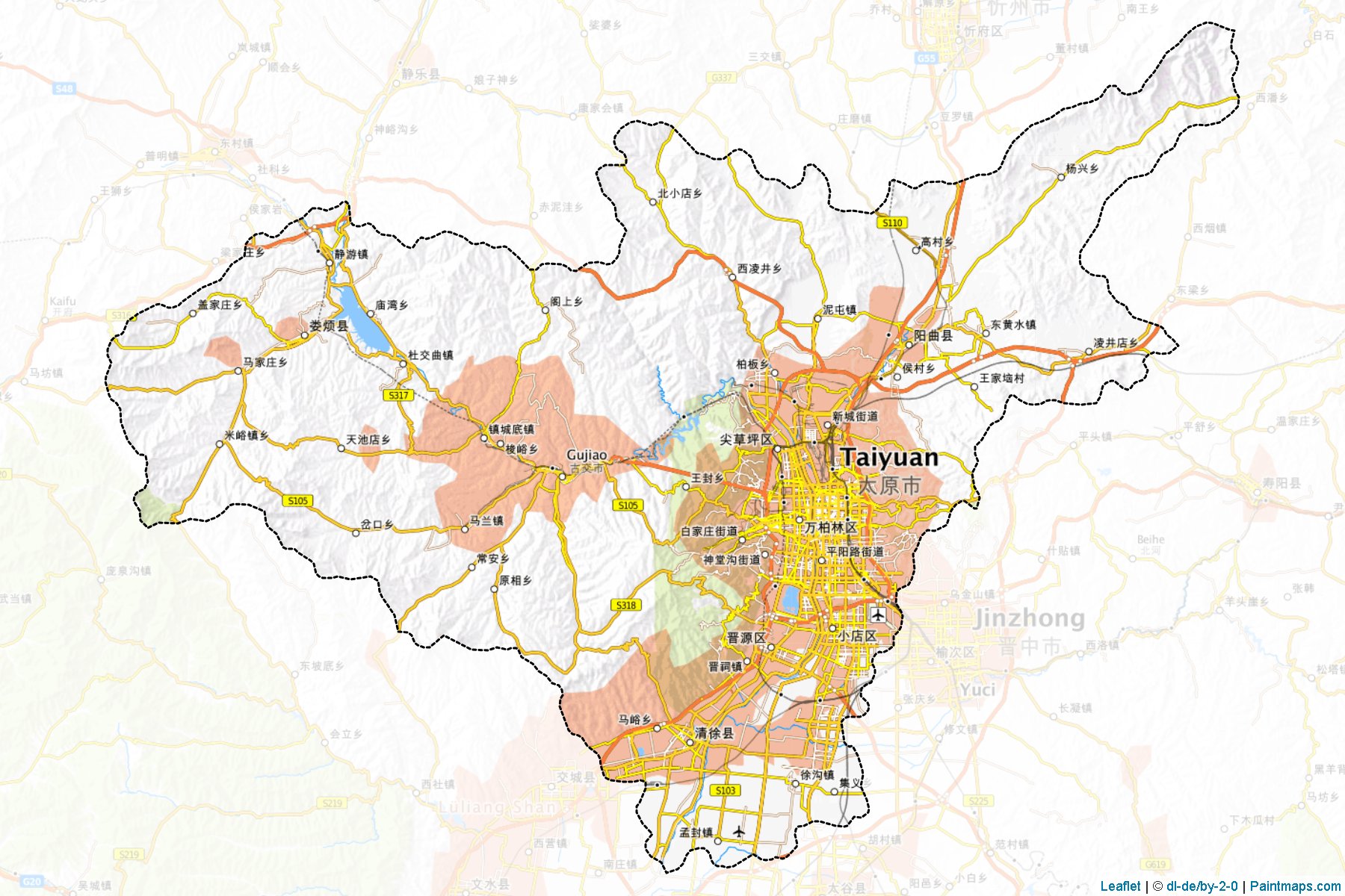 Muestras de recorte de mapas Taiyuan (Shanxi)-1