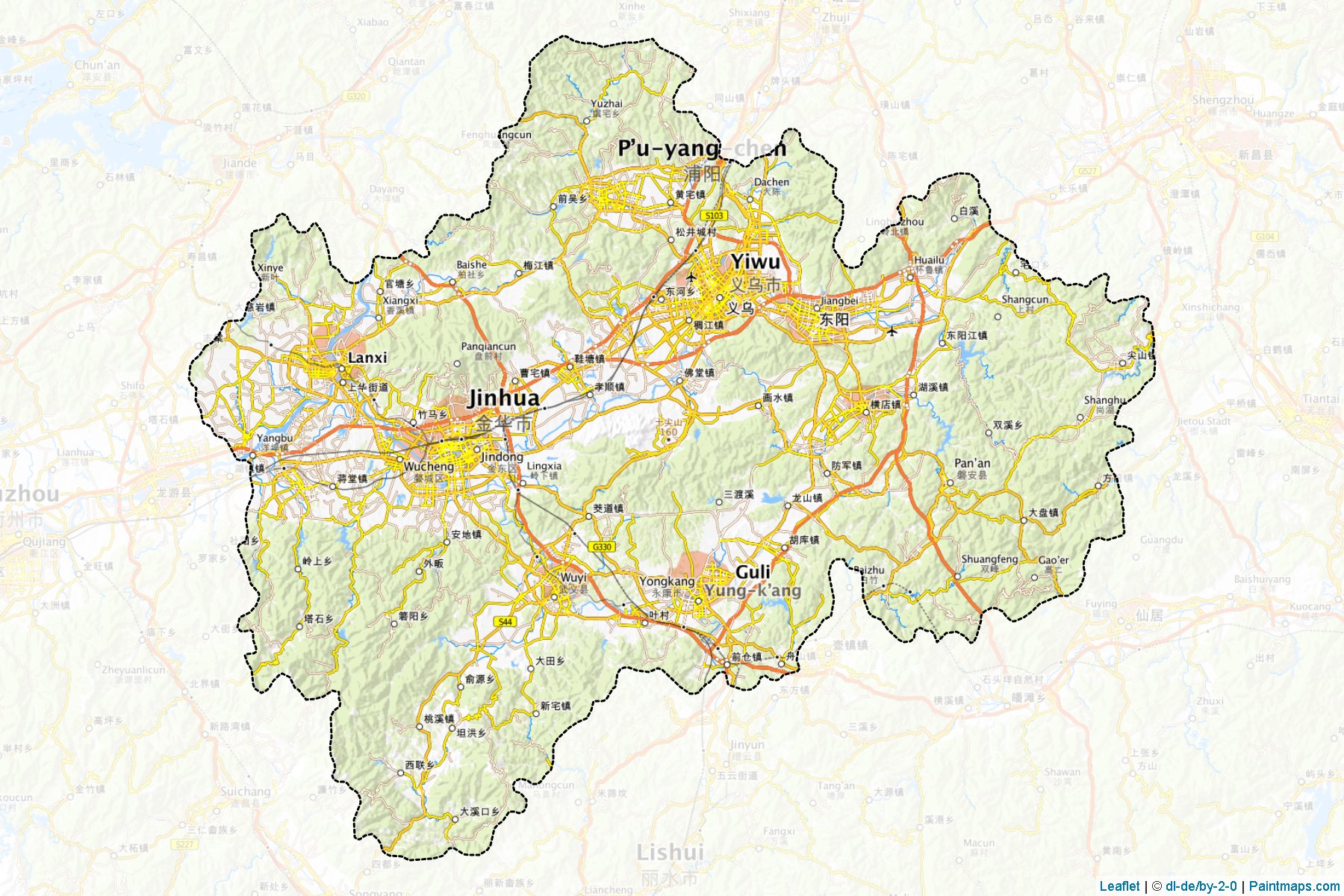 Muestras de recorte de mapas Jinhua (Zhejiang)-1