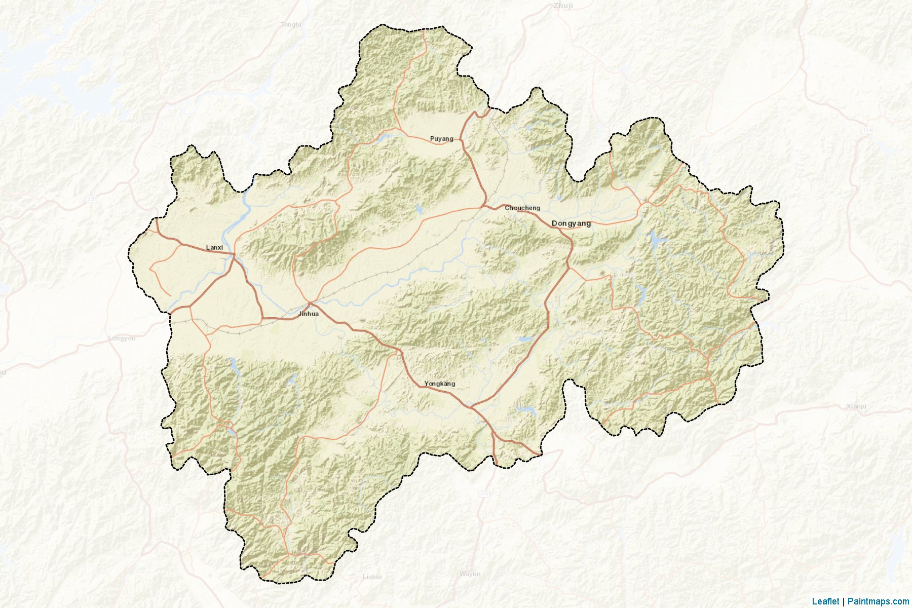 Jinhua (Zhejiang) Map Cropping Samples-2