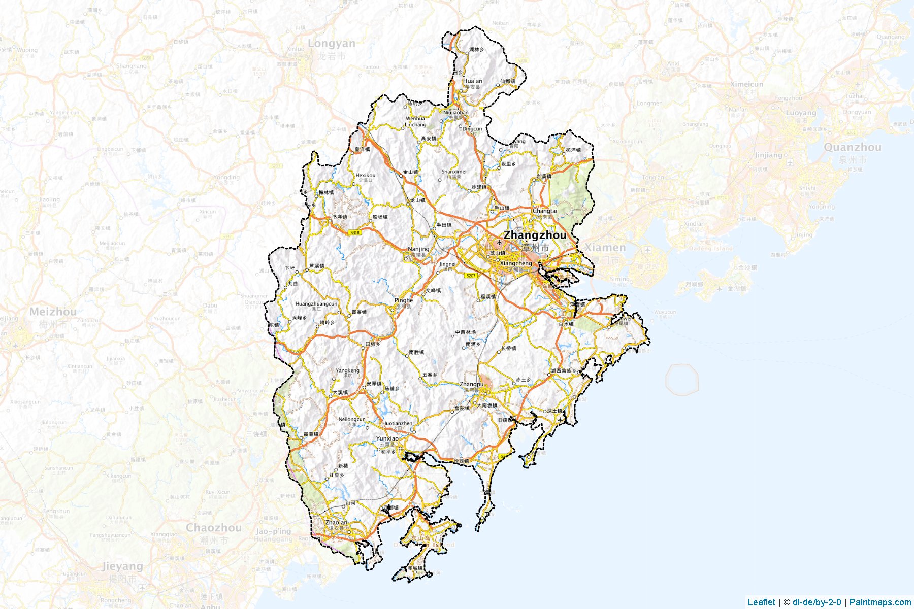 Muestras de recorte de mapas Zhangzhou (Fujian)-1