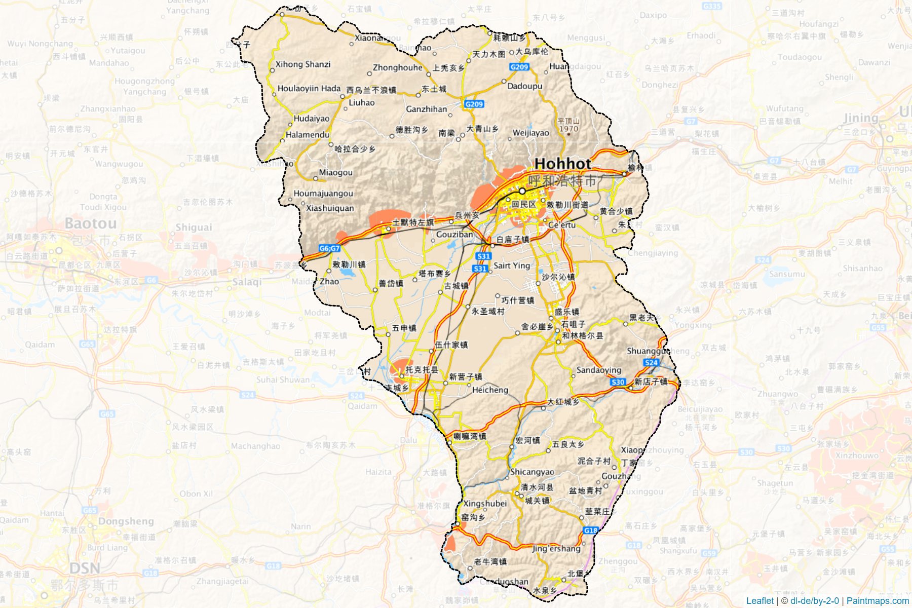 Huhehaote (Inner Mongolia) Map Cropping Samples-1