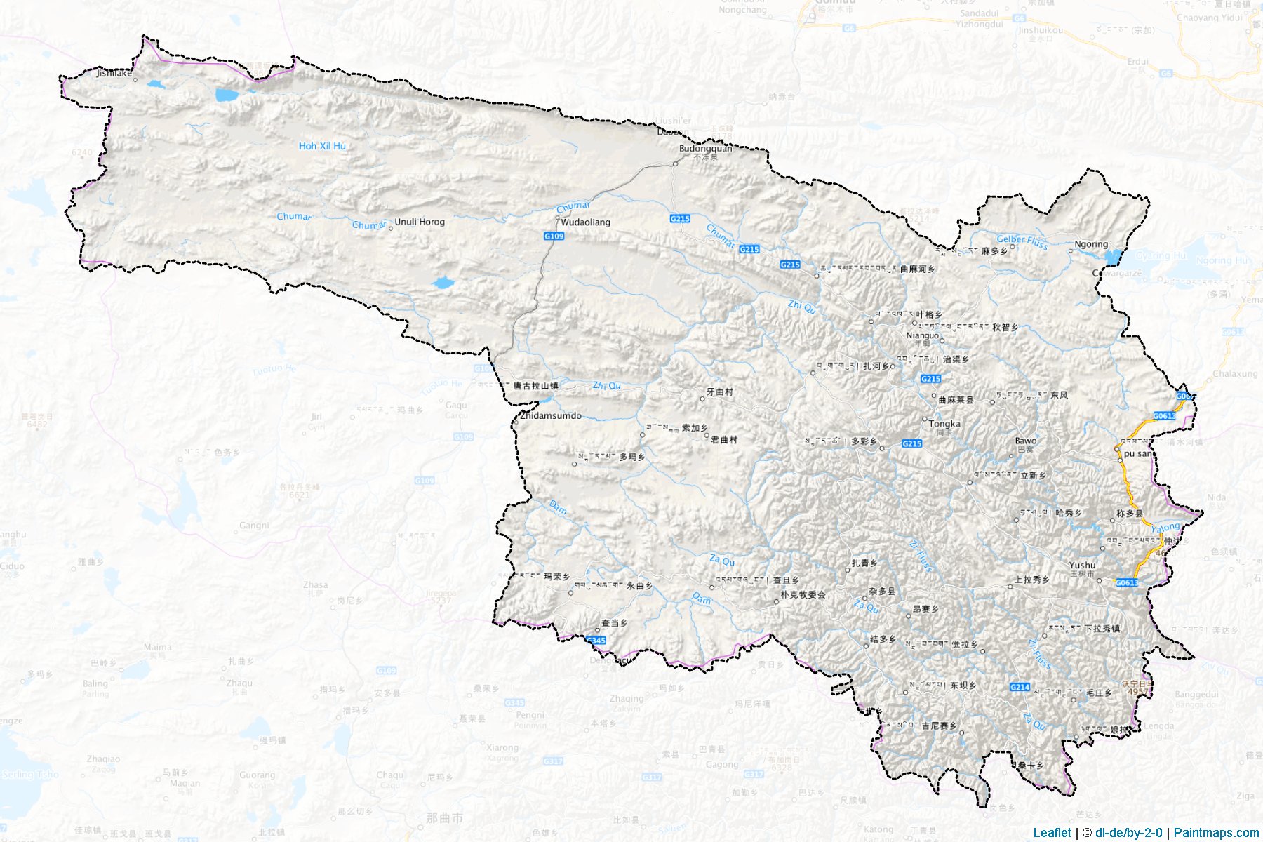 Muestras de recorte de mapas Yushu (Qinghai)-1