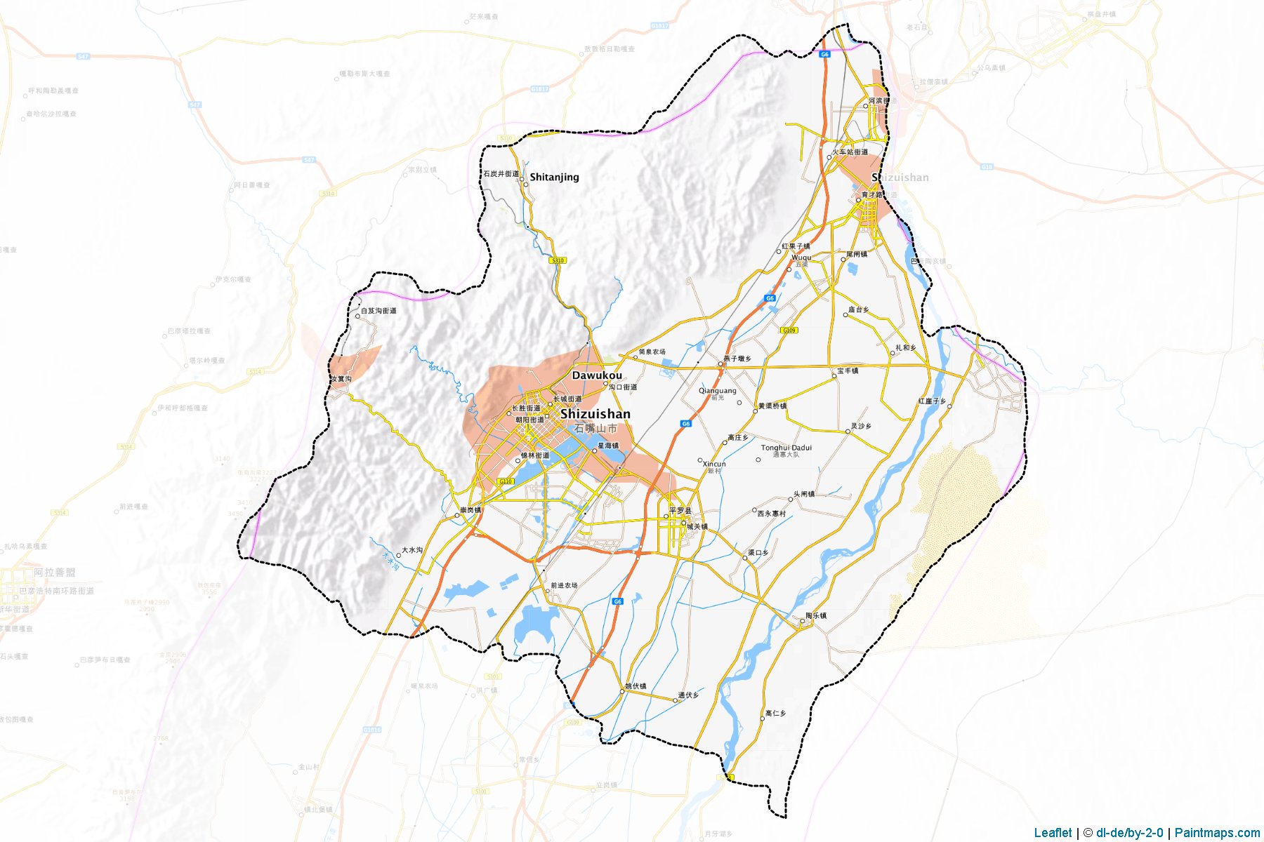 Muestras de recorte de mapas Shizuishan (Ningxia Hui)-1