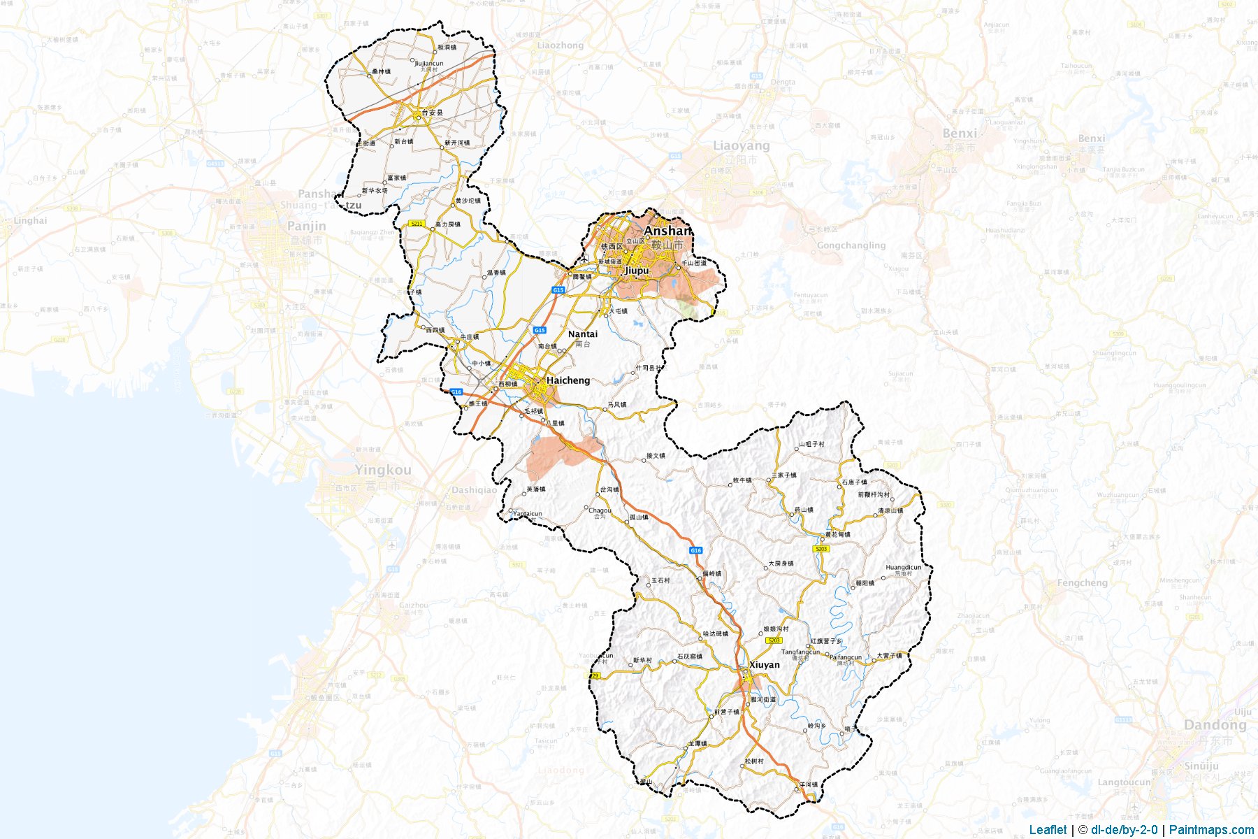 Muestras de recorte de mapas Anshan (Liaoning)-1