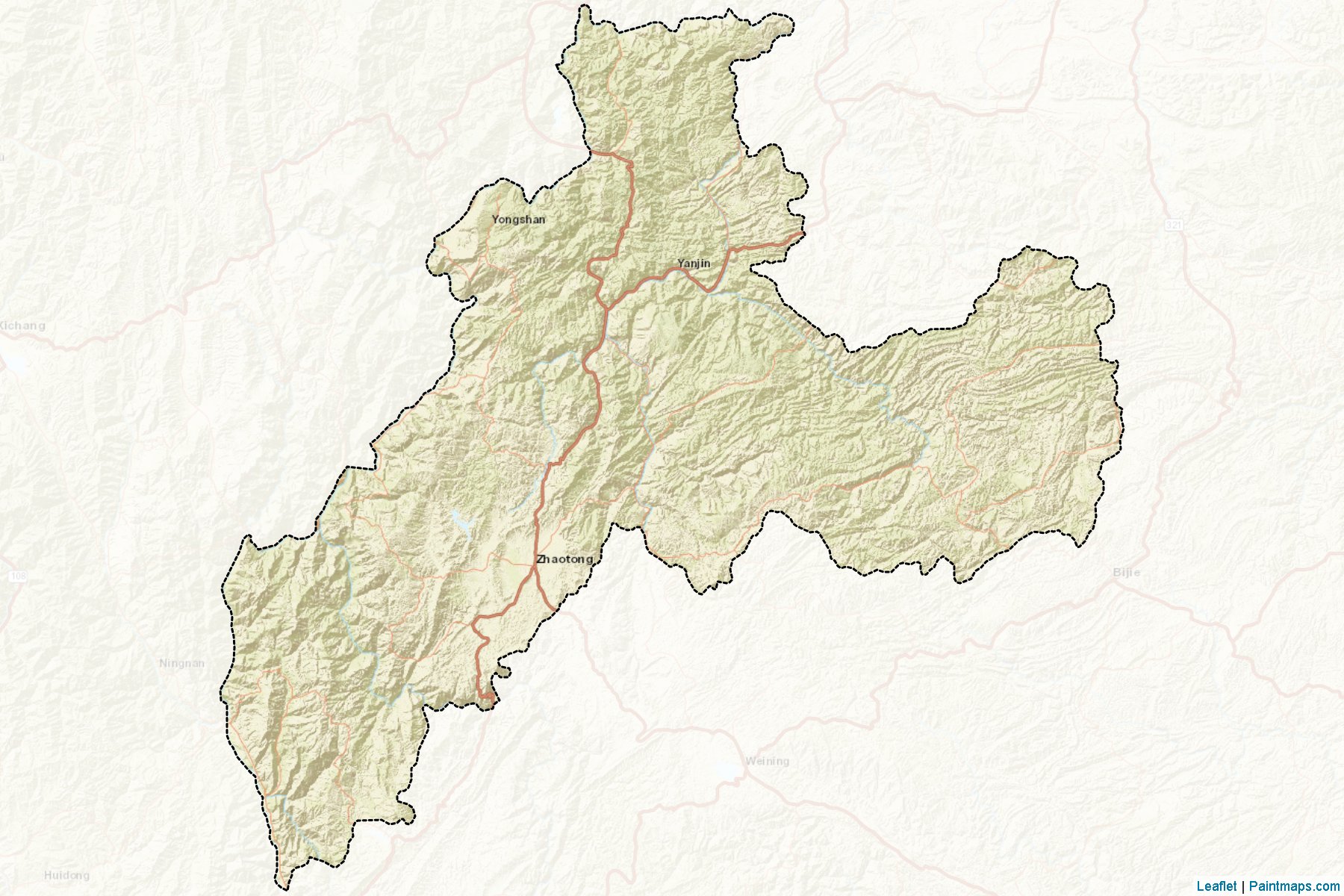 Muestras de recorte de mapas Zhaotong (Yunnan)-2