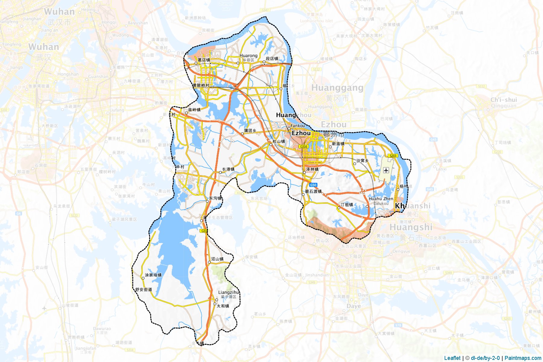 Muestras de recorte de mapas Ezhou (Hubei)-1