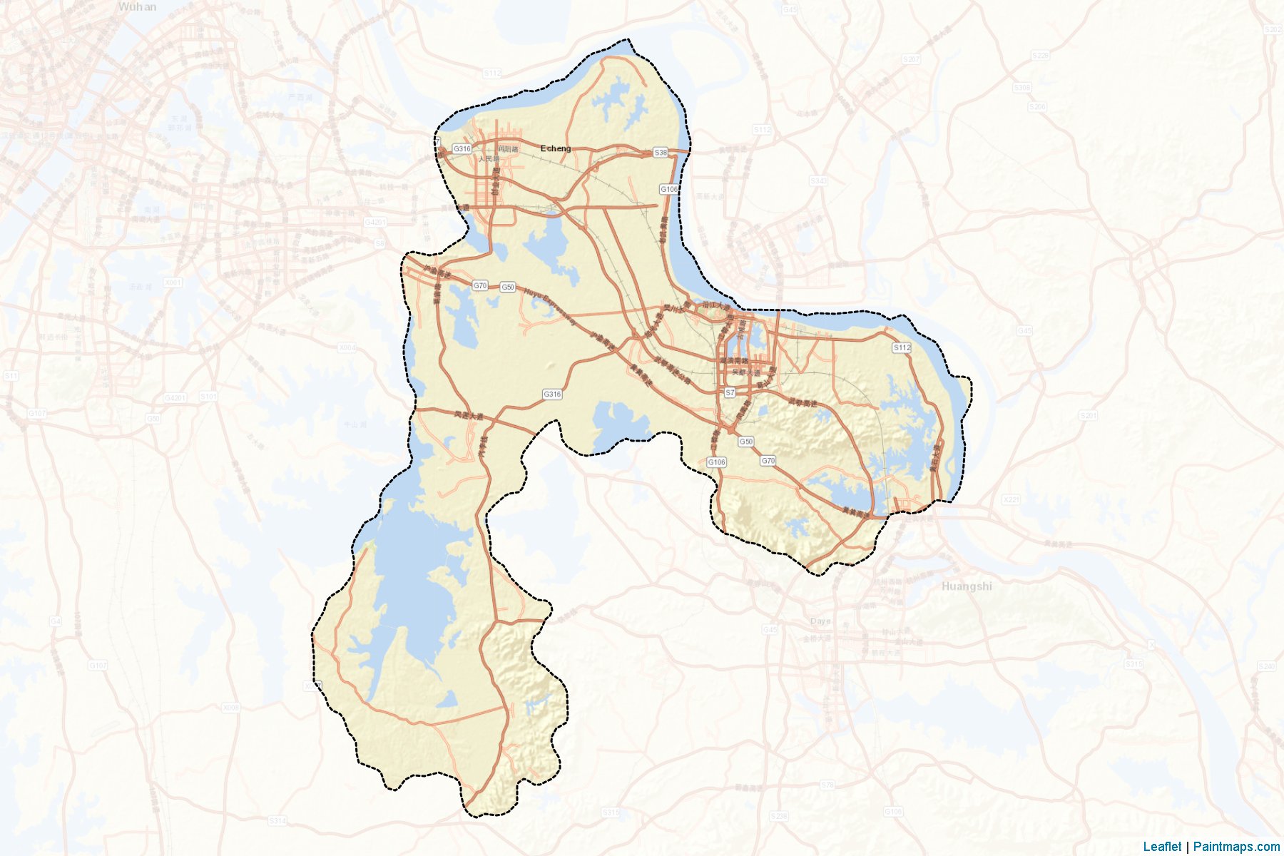 Muestras de recorte de mapas Ezhou (Hubei)-2