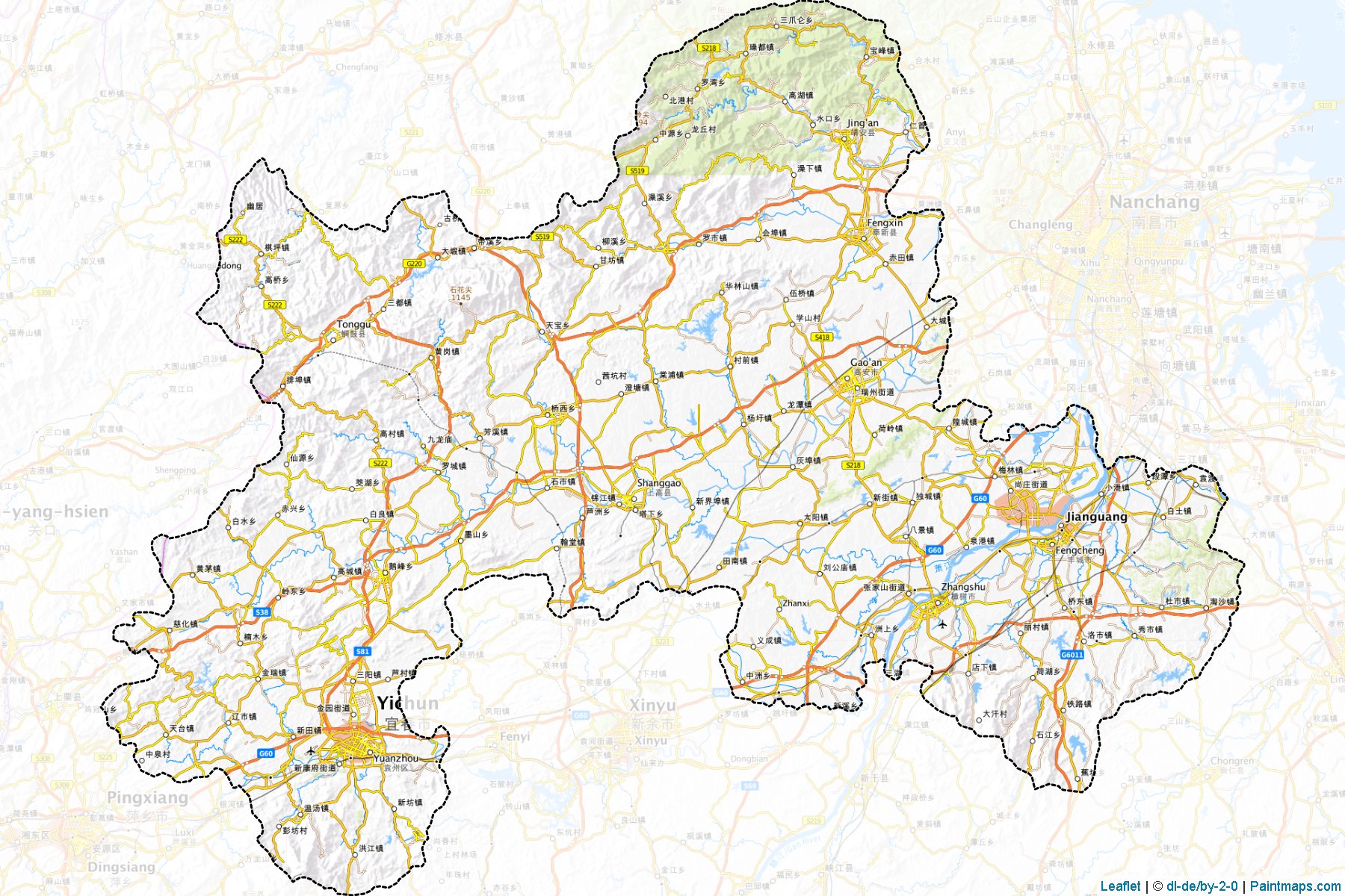 Yichun (Jiangxi) Map Cropping Samples-1