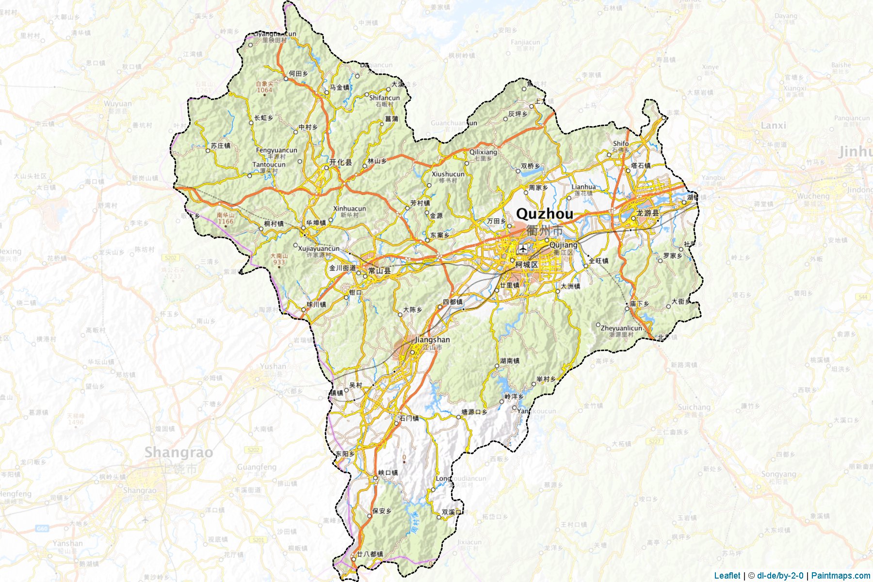 Muestras de recorte de mapas Quzhou (Zhejiang)-1